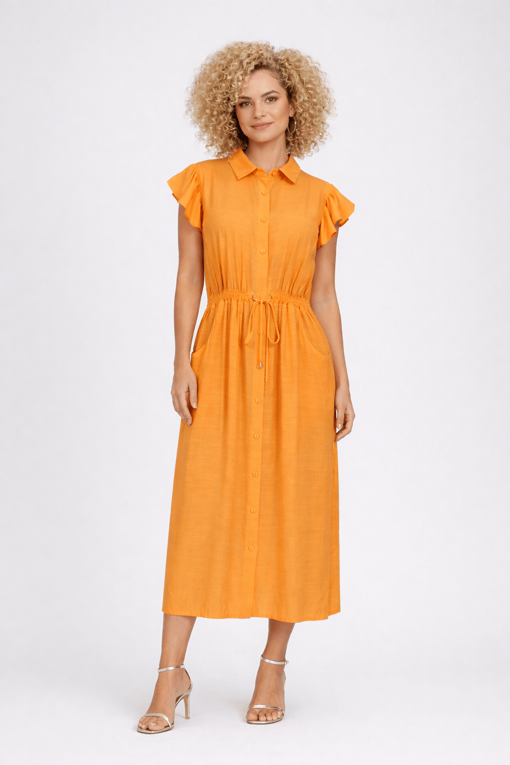 Romaria - Vestido Midi Chemisie LA Laranja