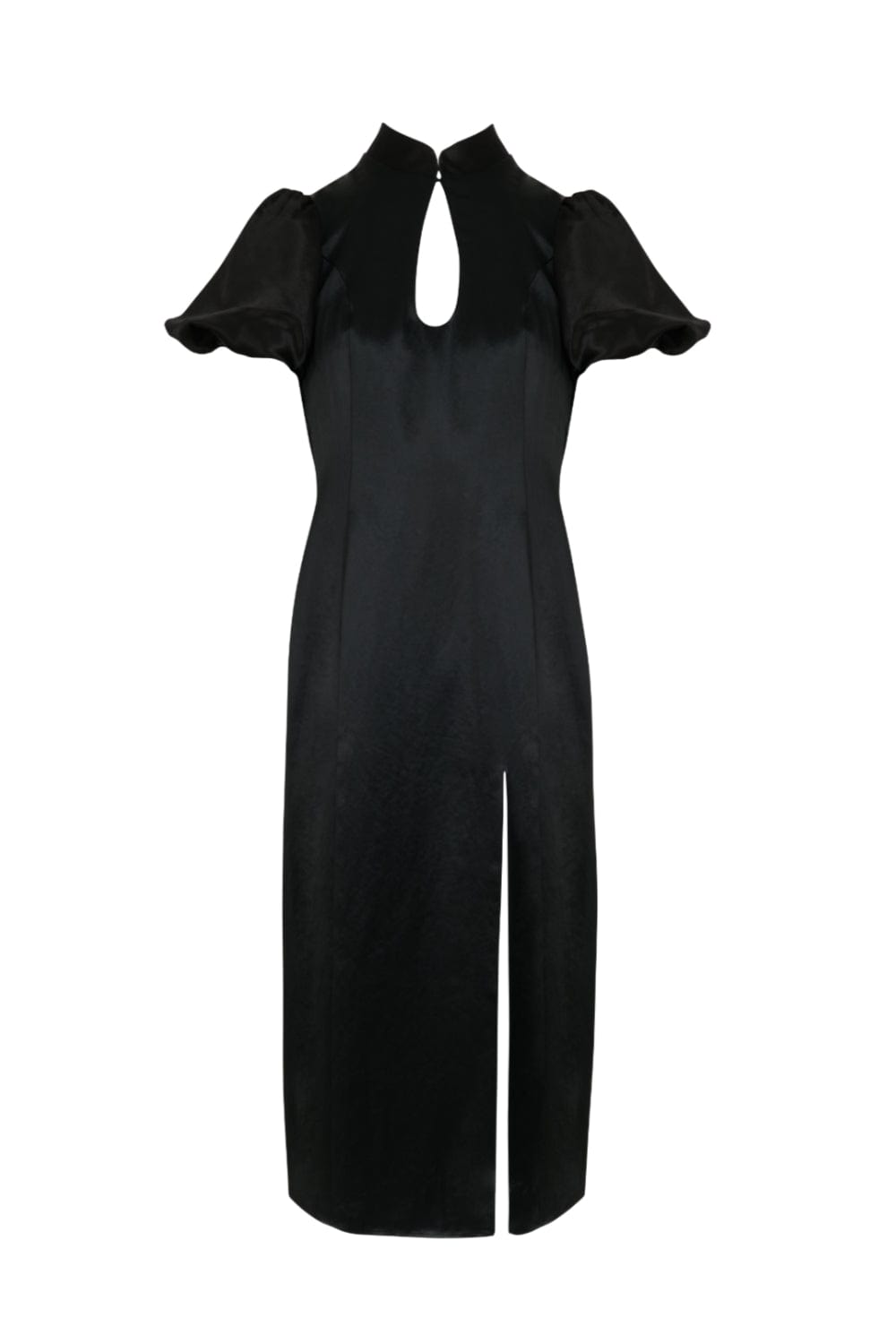 Ilta - Vestido Longo com Manga Fenda Winona Seda Preto