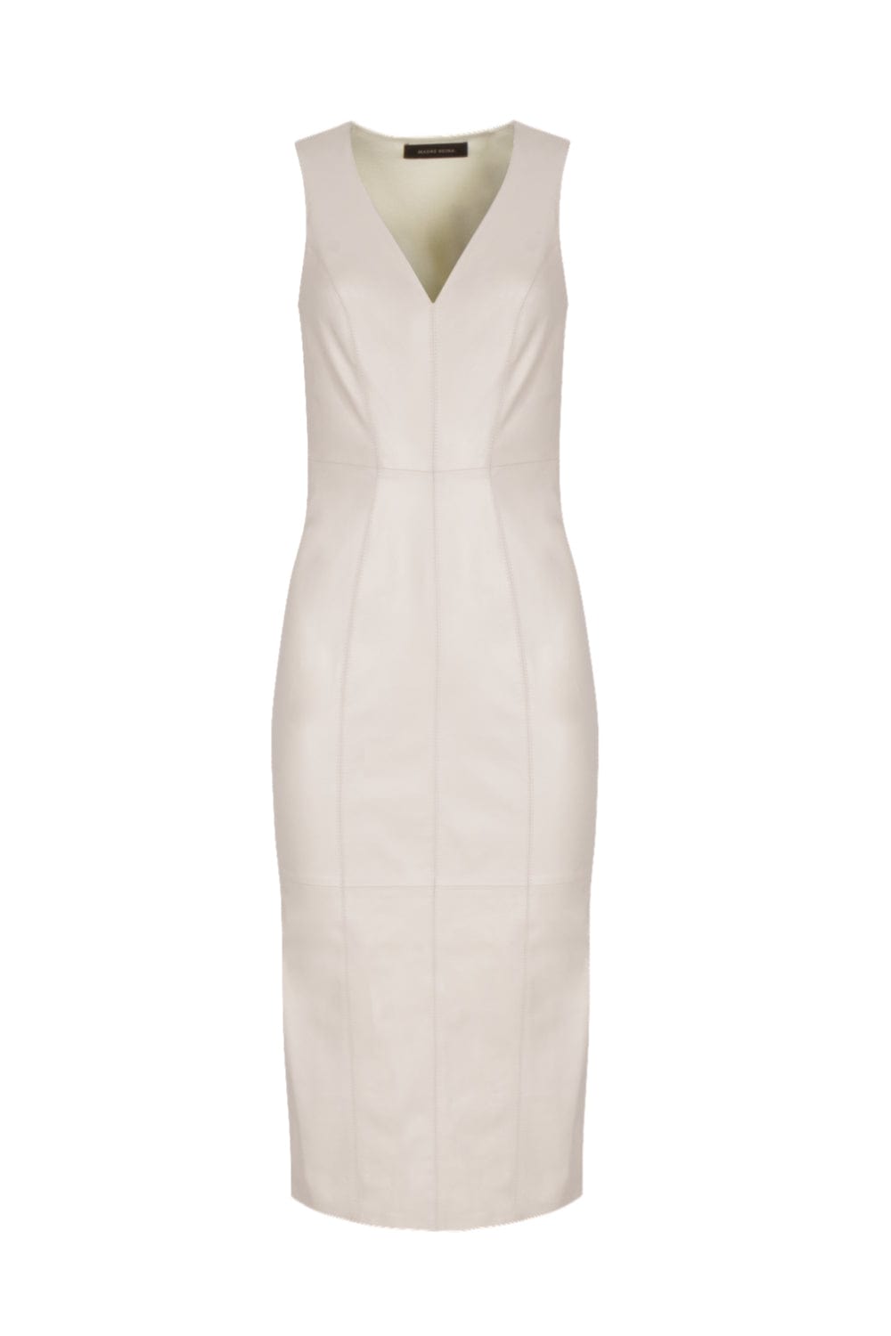 Madre Reina - Vestido Midi Tricot com Couro Luiza Off White