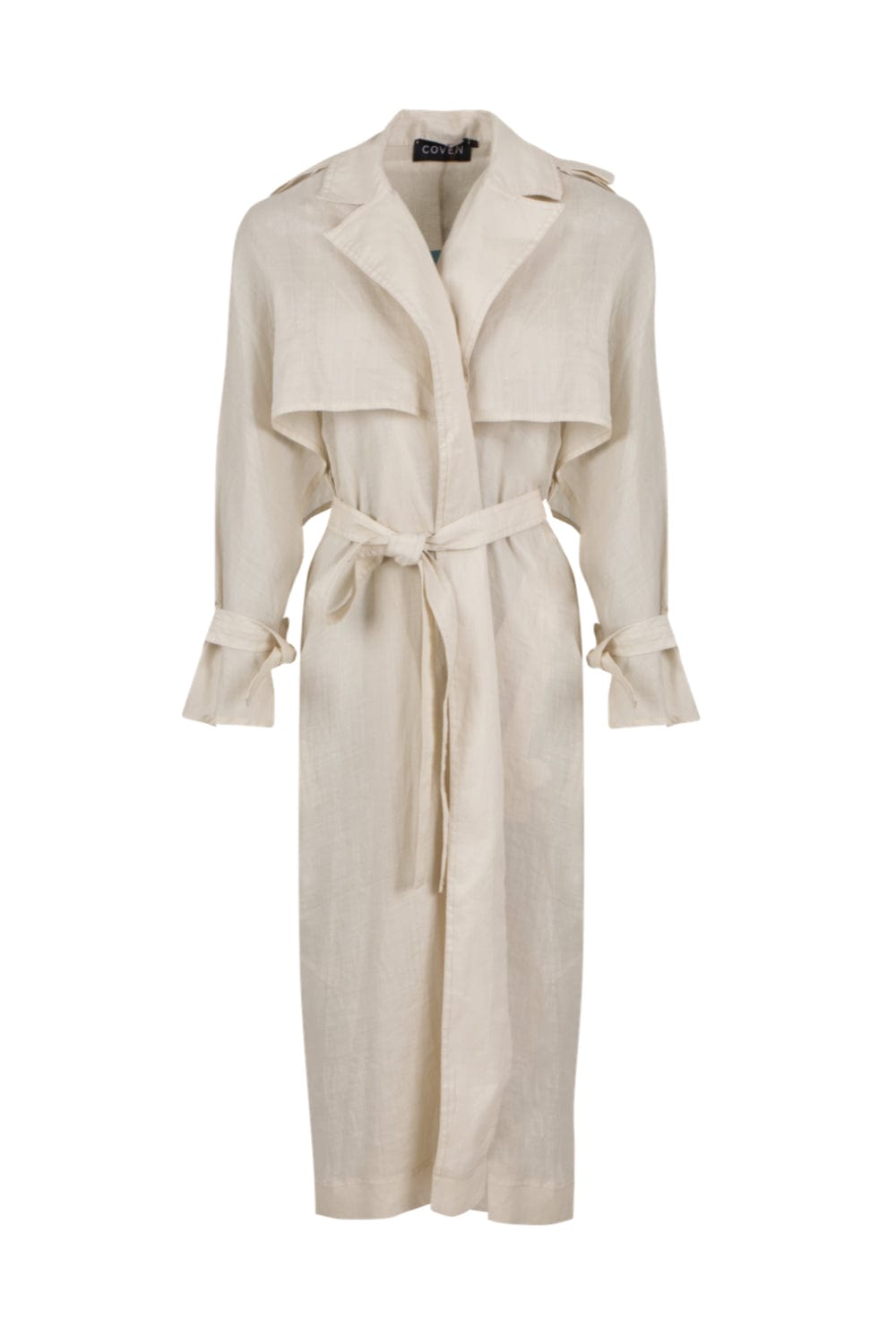 Coven - Casaco Midi Manga 3/4 Sobreposta em Rami Bege