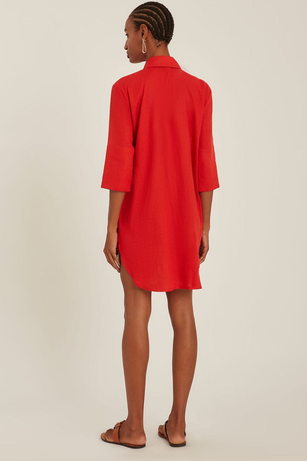 Lenny Niemeyer - Vestido Curto Chemisier Barra Vermelho