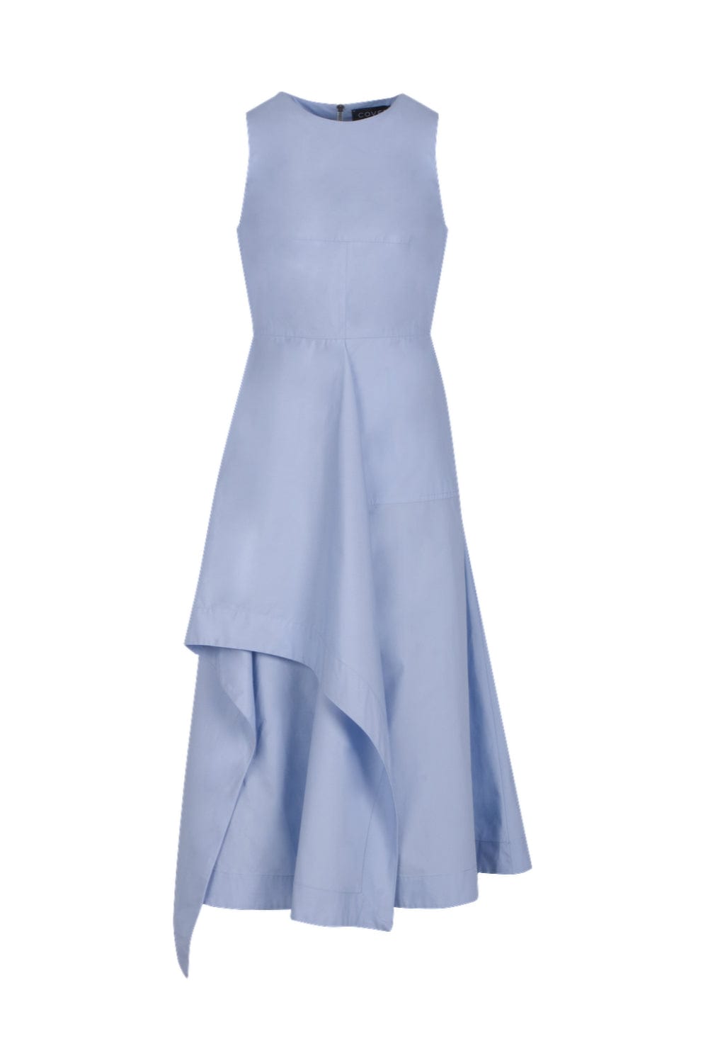 Coven - Vestido Midi Sem Manga Tricoline Azul Claro