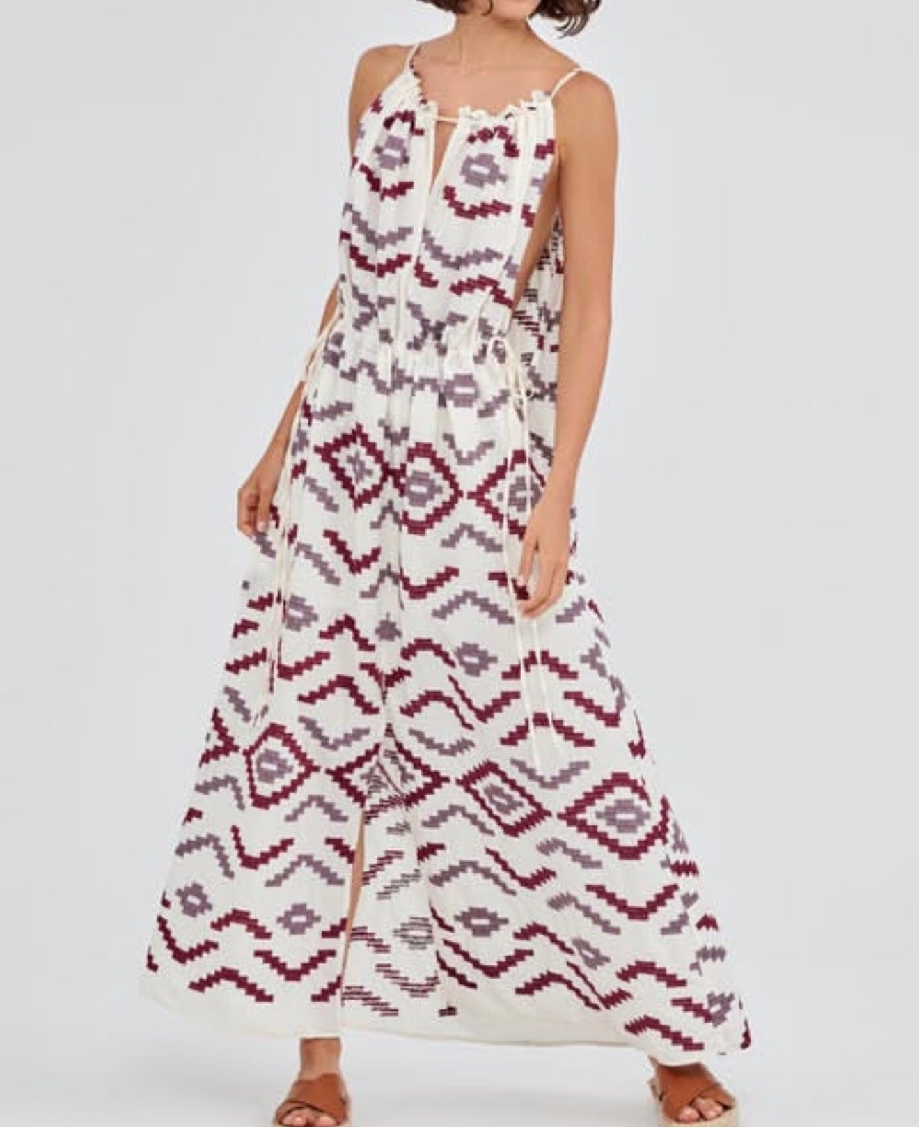 Greek Archaic Kori - Vestido Longo de Alça Maze Belt