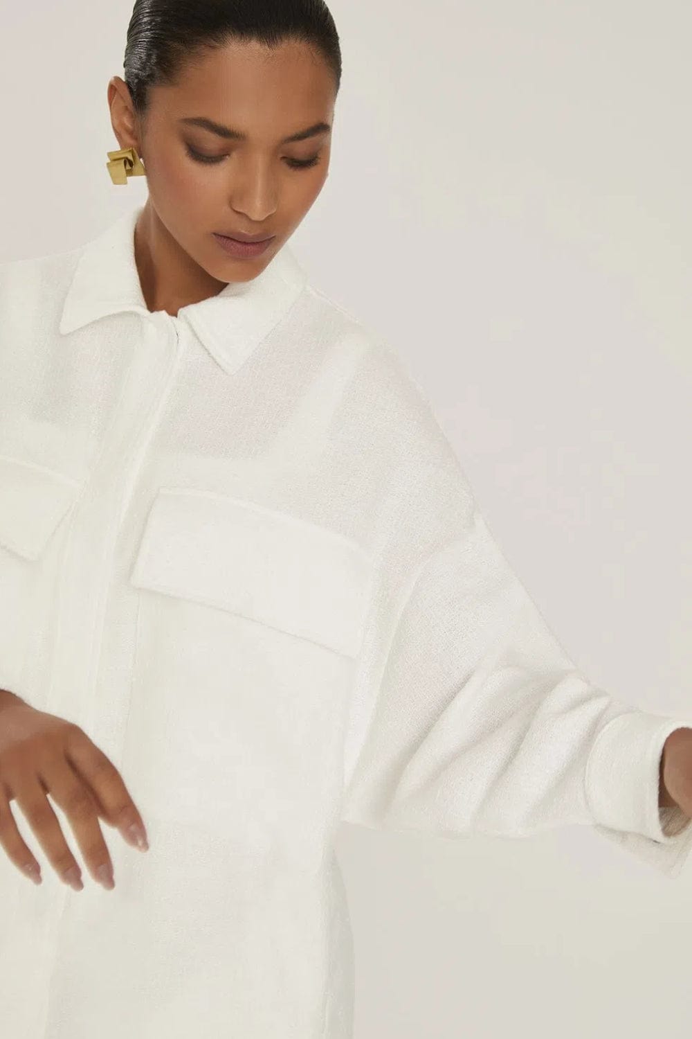 Lenny Niemeyer - Camisa Manga Longa com Bolsos Off White