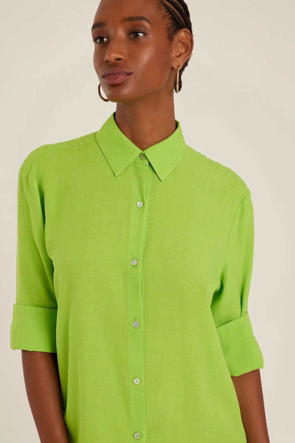 Lenny Niemeyer - Vestido Curto Chemisier Viscolinho Lime