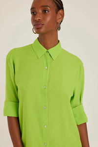 Lenny Niemeyer - Vestido Curto Chemisier Viscolinho Lime