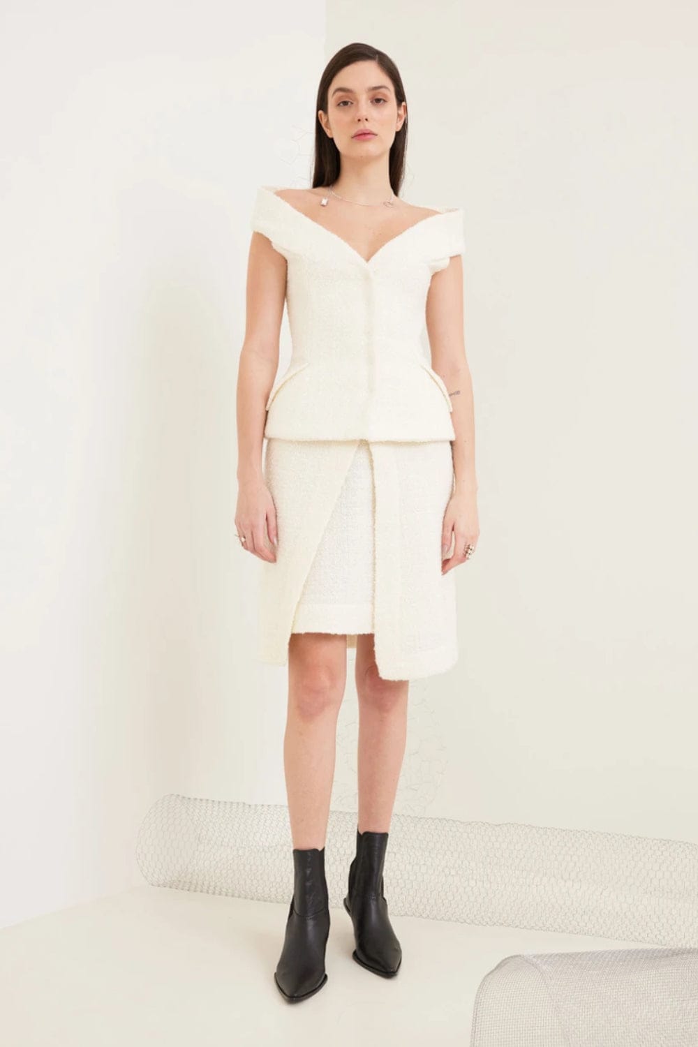 Glória Coelho - Blusa sem Manga Tweed P637 Off White