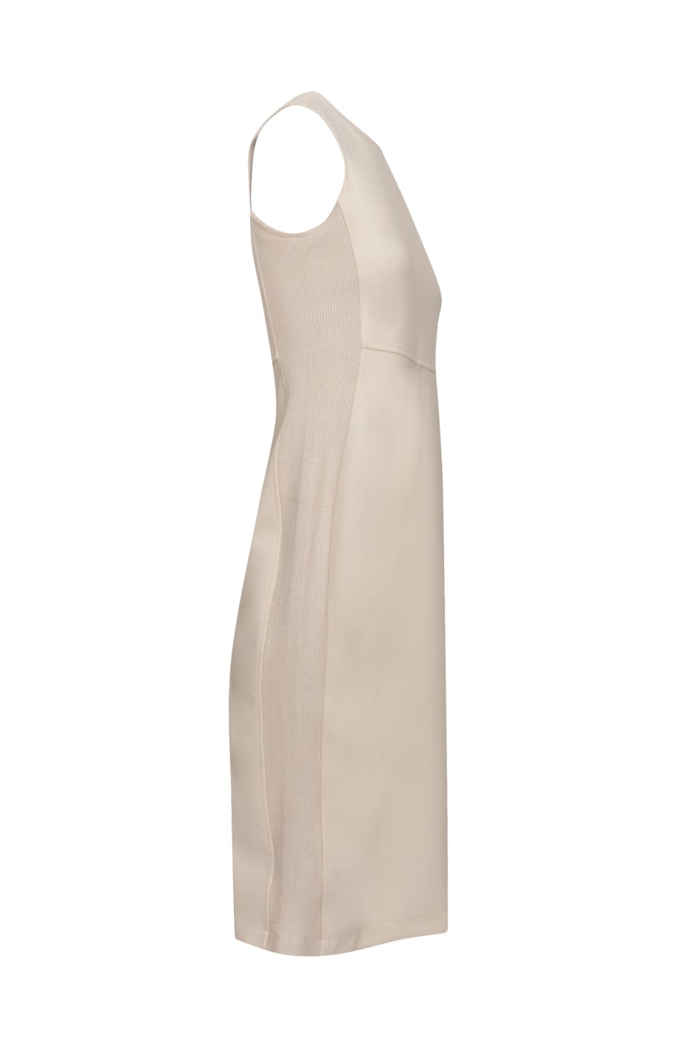 Viviane Furrier - Vestido Midi sem Manga Ninive Bege