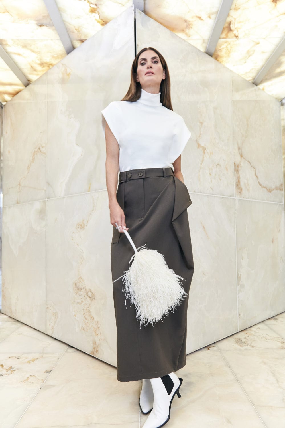 Glória Coelho - Blusa sem Manga Gola Rolê Isabella Fiorentino Off White