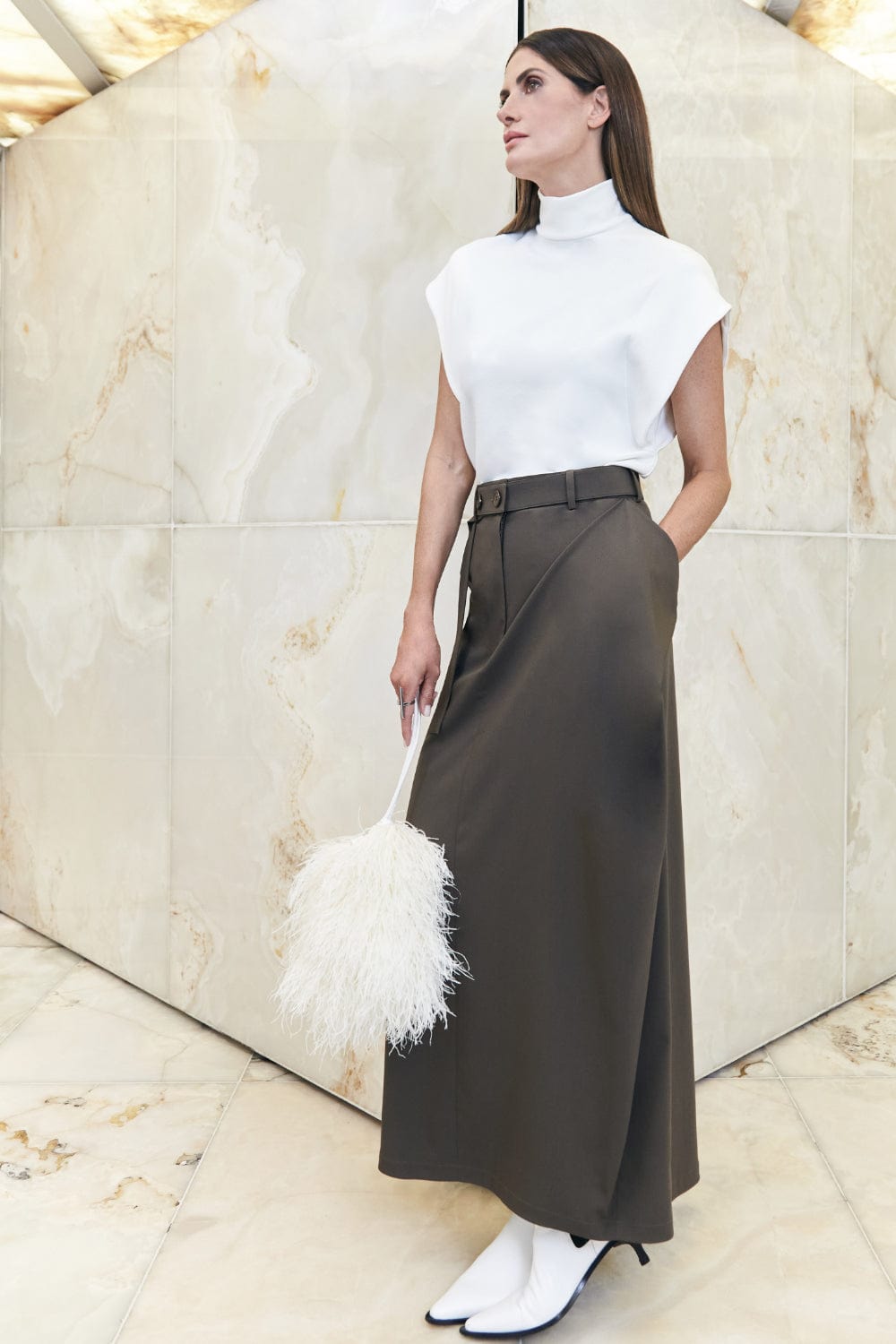 Glória Coelho - Blusa sem Manga Gola Rolê Isabella Fiorentino Off White