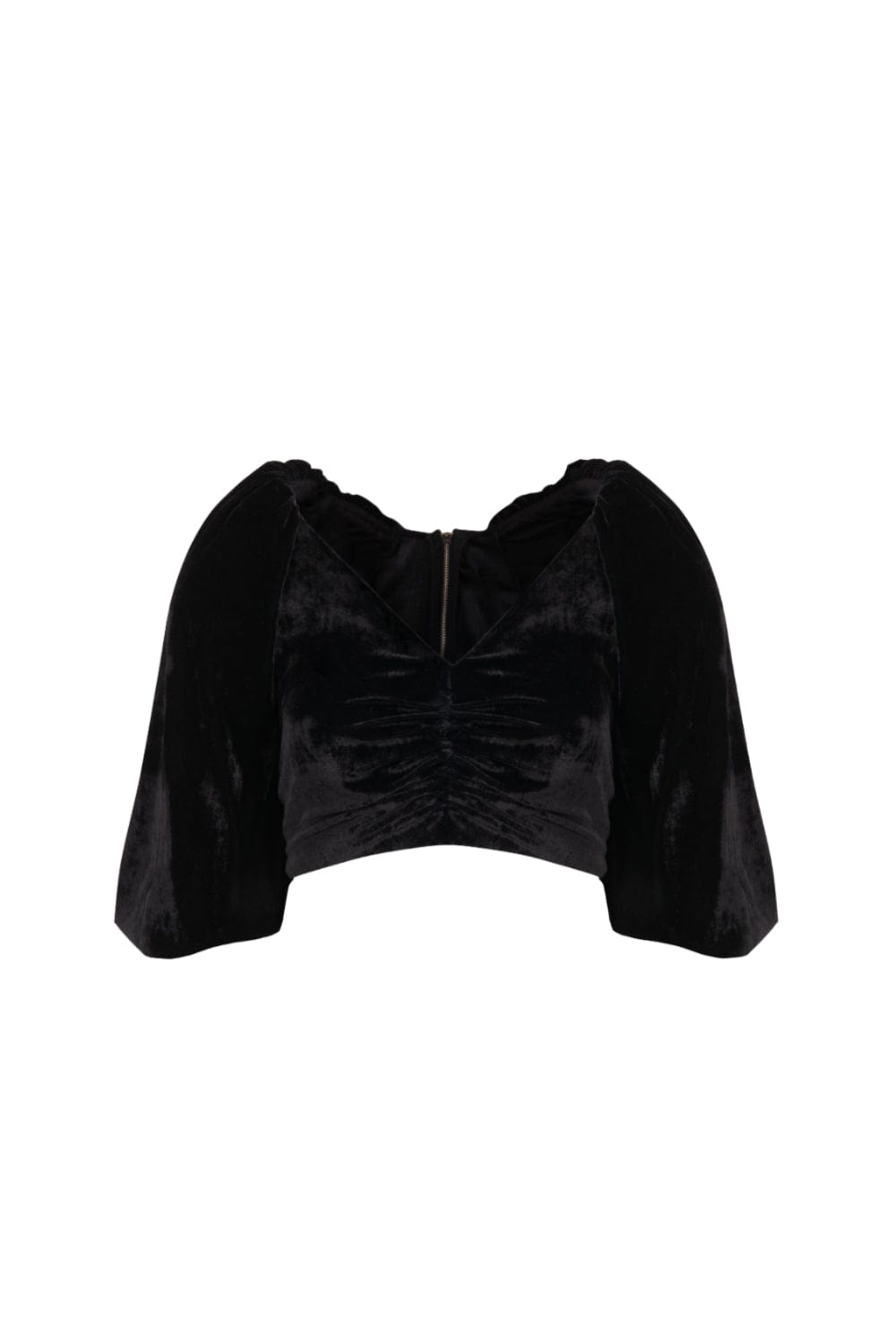 L'Cecci - Blusa Cropped Veludo Preto