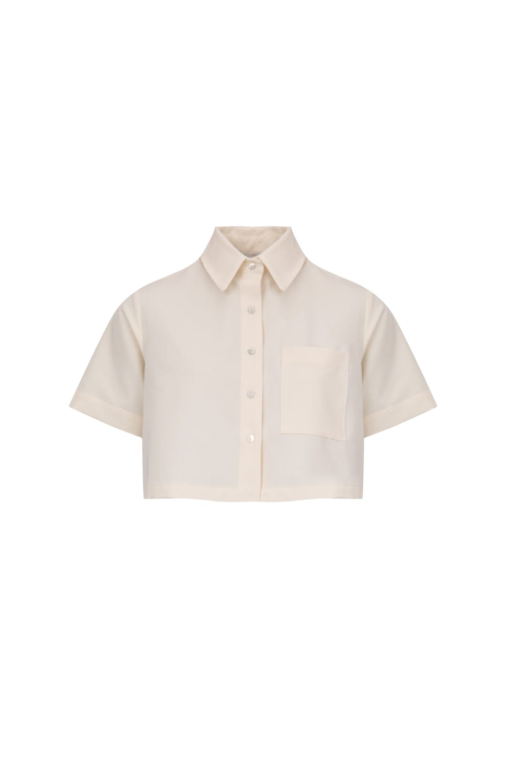 Viviane Furrier - Camisa Manga Curta Cropped Bege