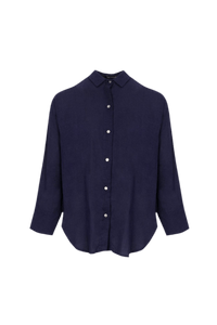 Lenny Niemeyer - Camisa Manga Longa Viscolinho Confort Azul Marinho Mare