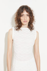 Coven - Vestido Longo Tricot Cordas Tridimensionais Branco