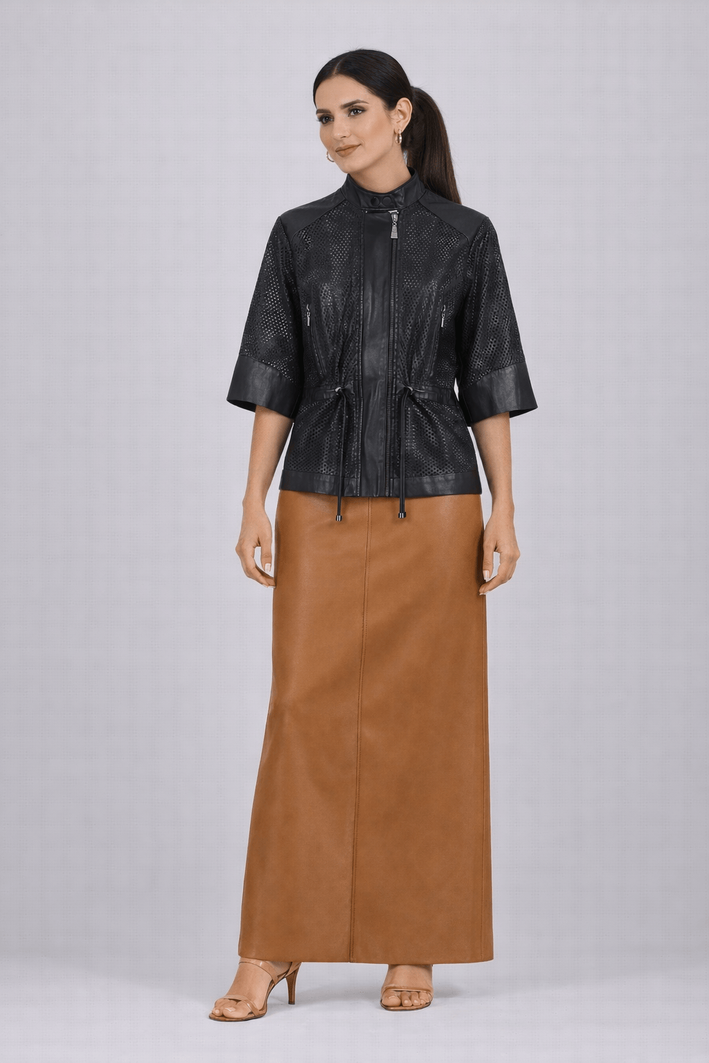 Madre Reina - Jaqueta Parka Couro Milena Preto