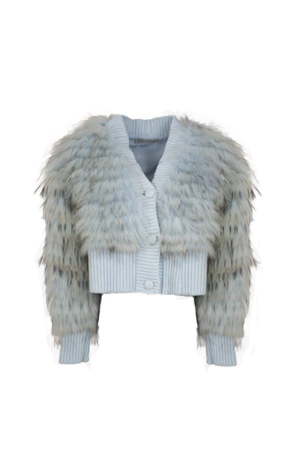 Madre Reina - Casaco Gola Tricot Azul Claro