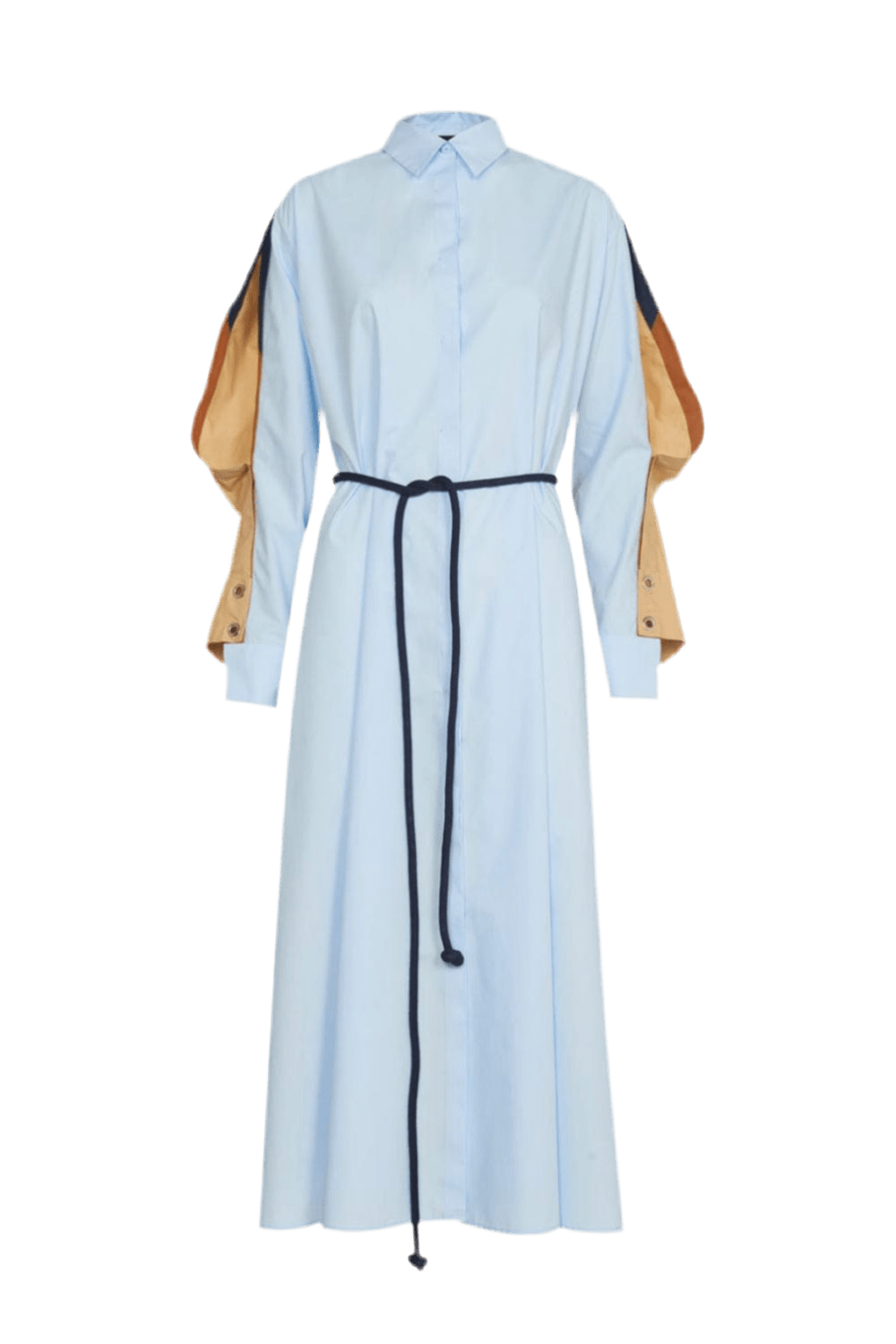 Coven - Vestido Midi Chemisier Midi Manga Longa Geométrico