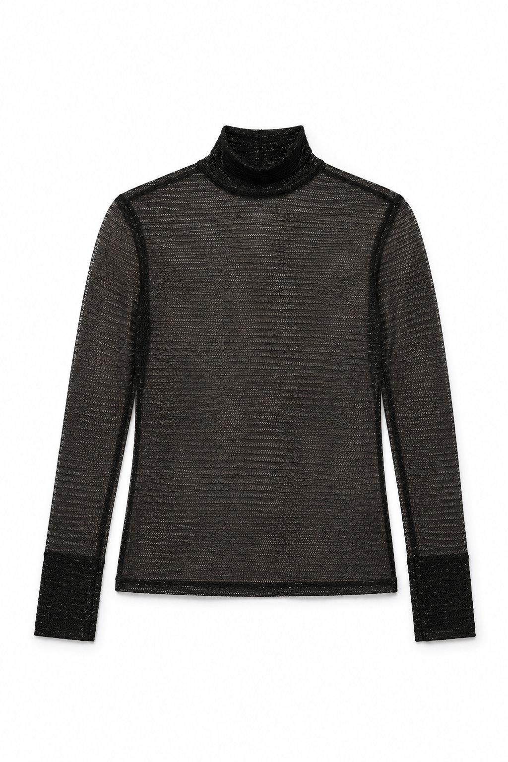 Glória Coelho - Blusa Manga Longa Gola Alta Metalica Preto