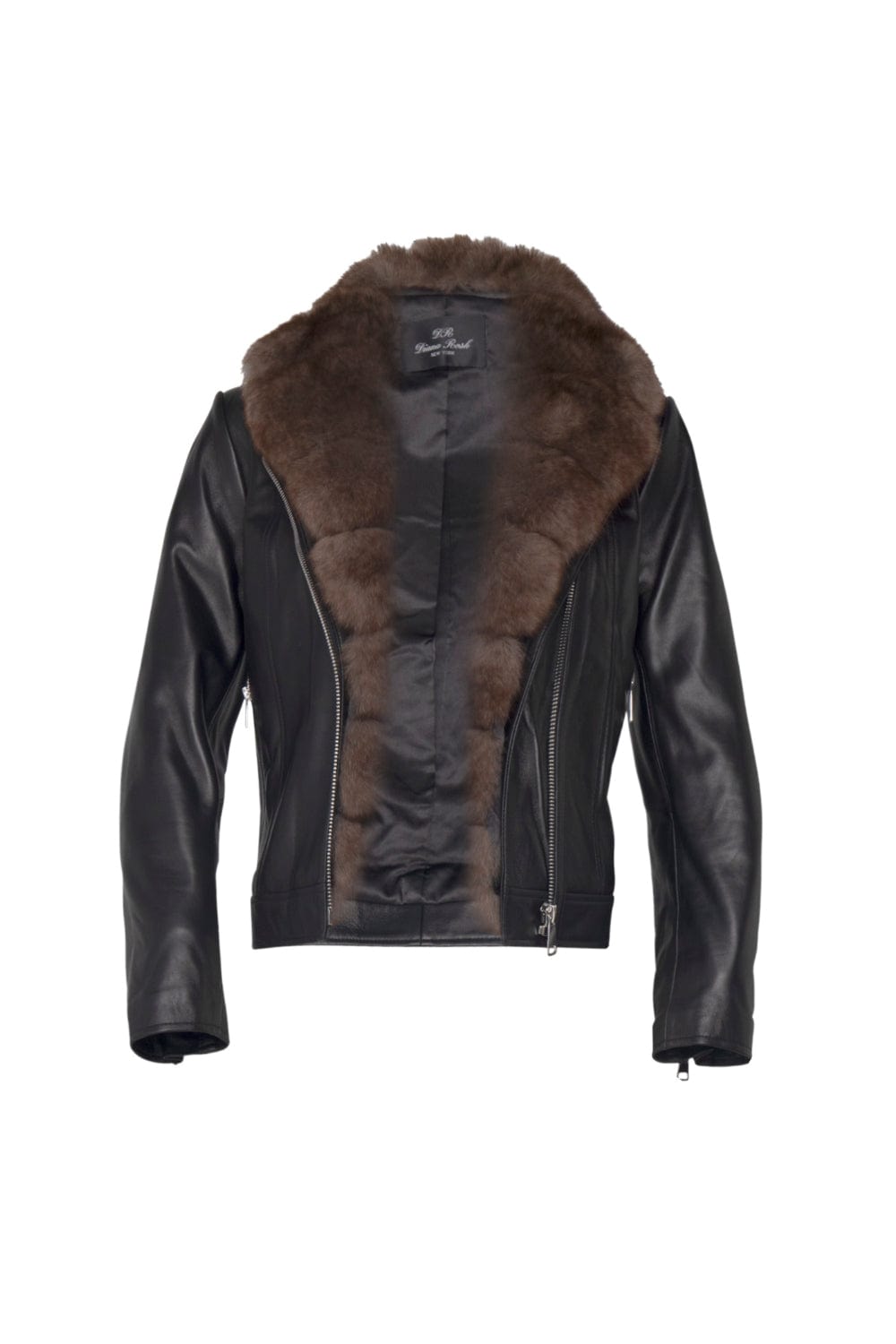 Madre Reina - Jaqueta Couro Gola Pele Preto