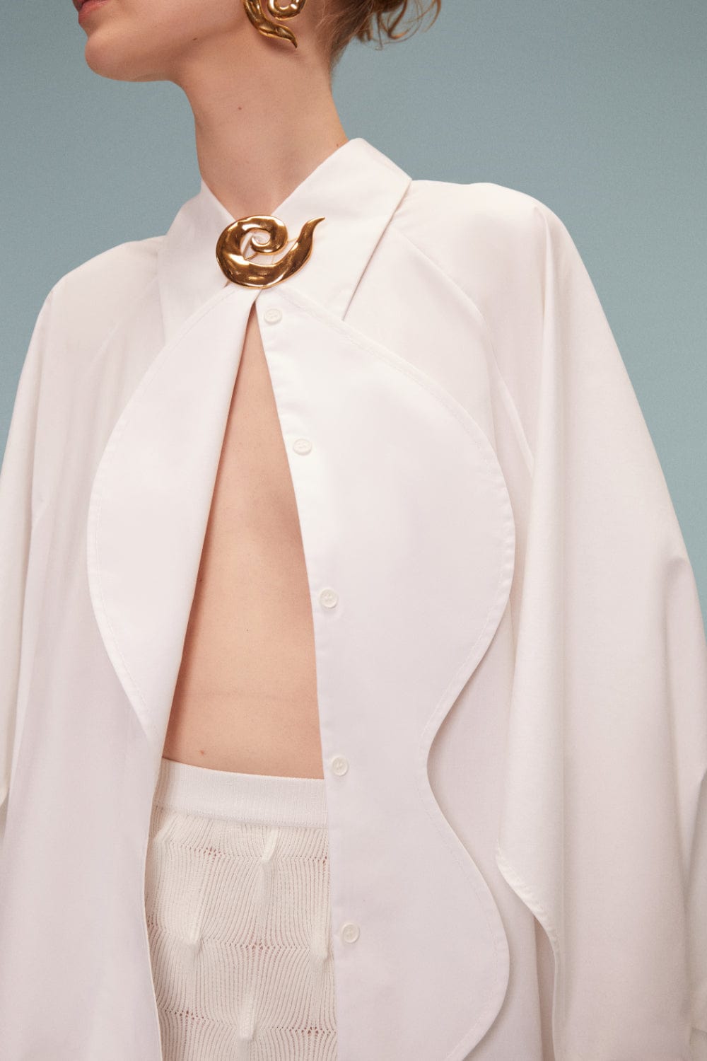 Coven - Vestido Chemisier Longo Ice Algodão Curvas Off White