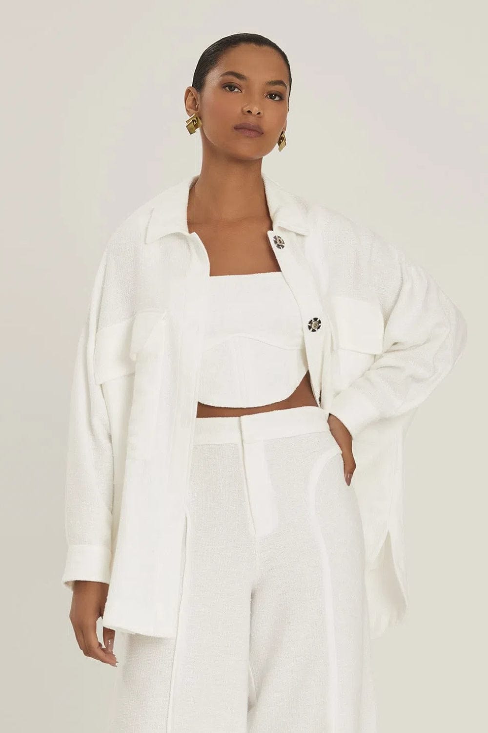 Lenny Niemeyer - Camisa Manga Longa com Bolsos Off White