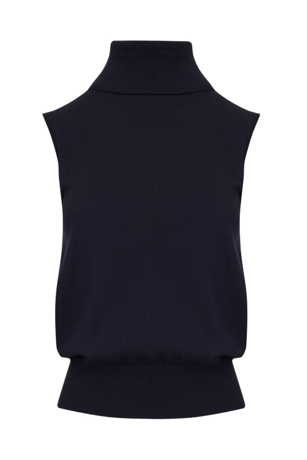Viviane Furrier -  Blusa sem Manga Gola Alta Tricot Midnight Azul Escuro
