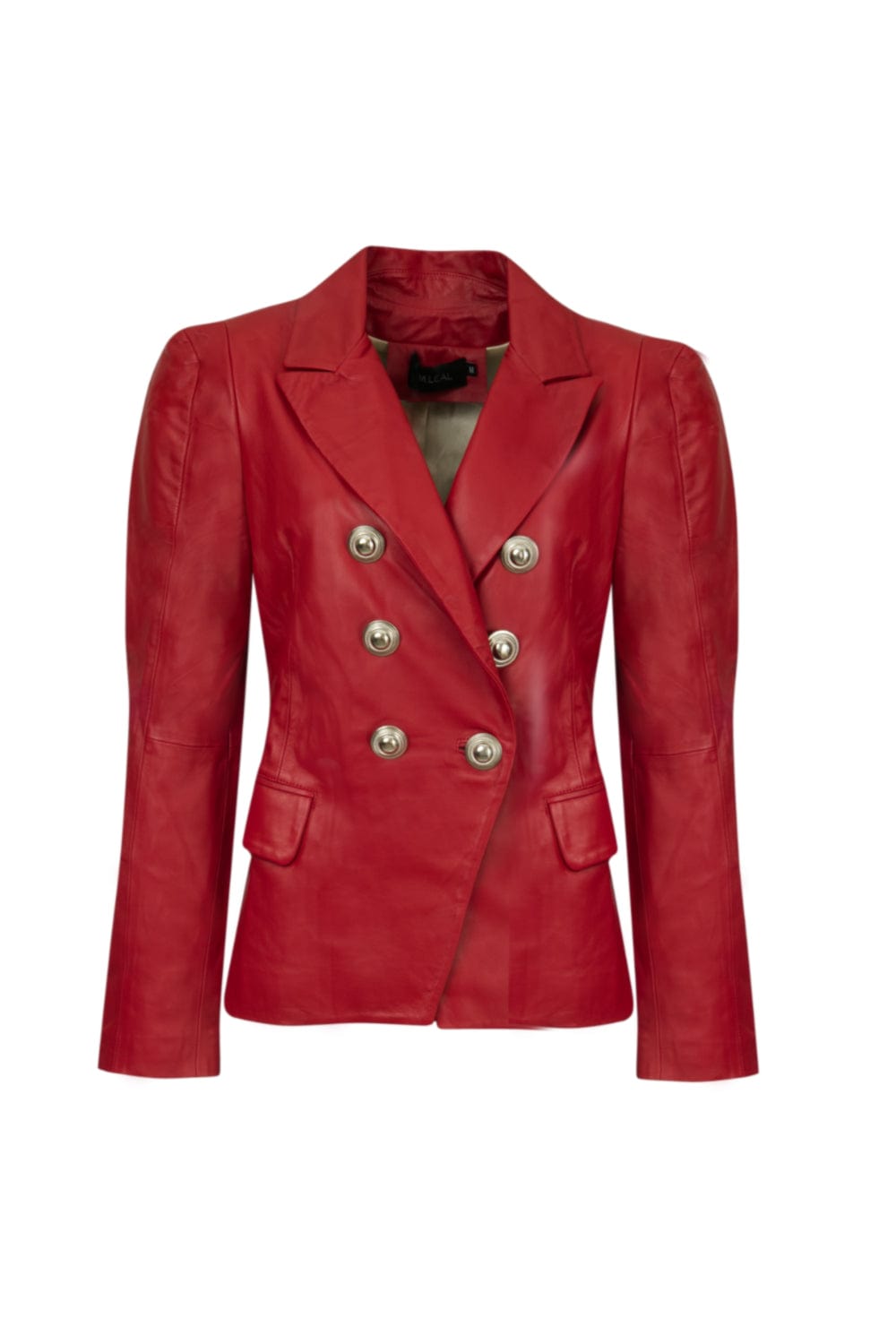 M Leal - Blazer 100% Couro Botões Vermelho