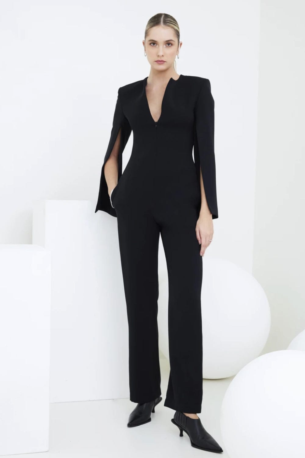 Glória Coelho - Macacão com Manga Fendida Preto