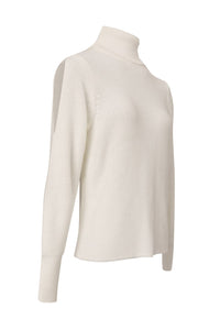 Viviane Furrier -  Blusa Manga Longa Gola Alta Tricot Off White