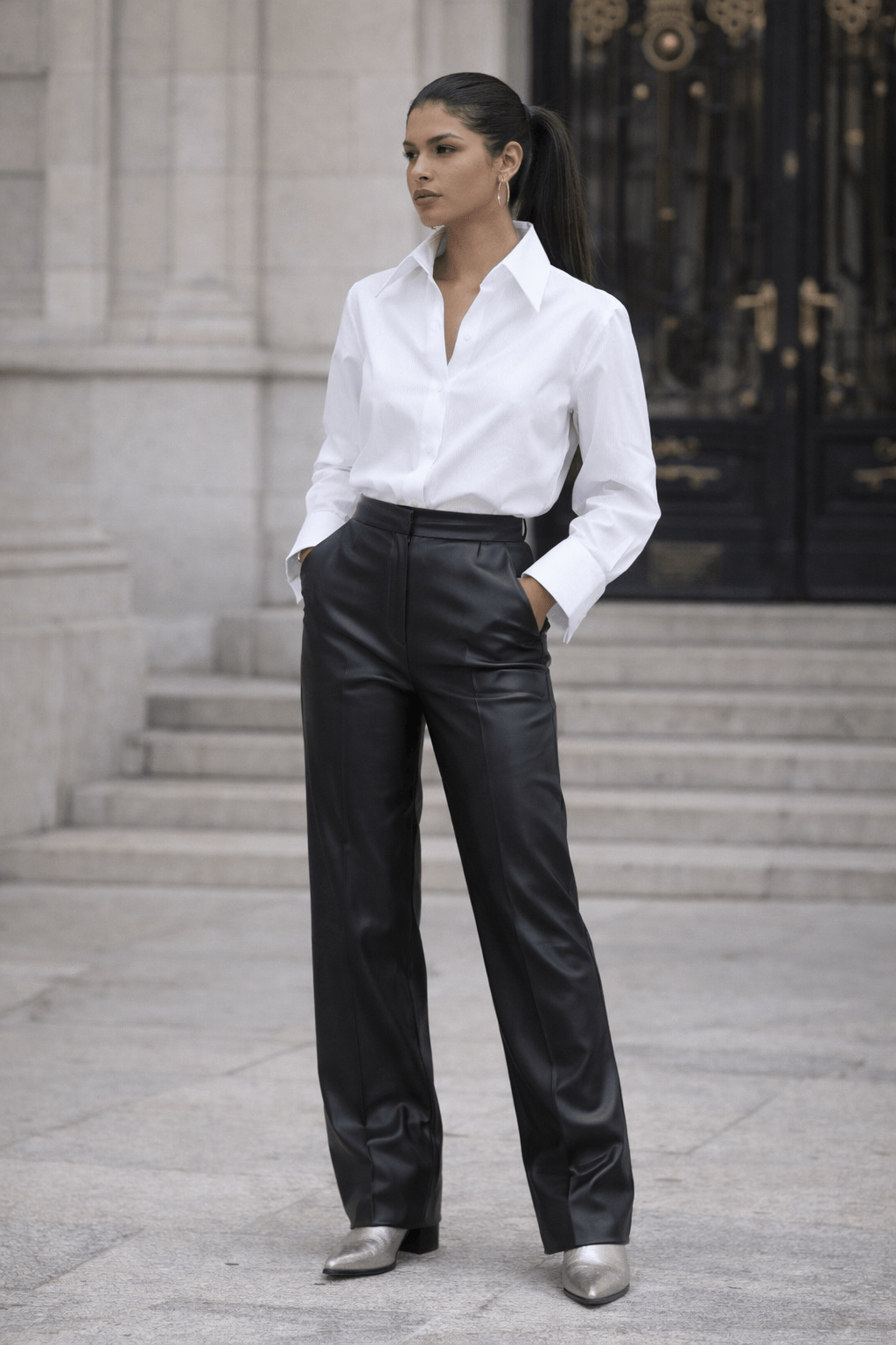 Vicenza - Bota Western Cano Médio Couro Prata Velho