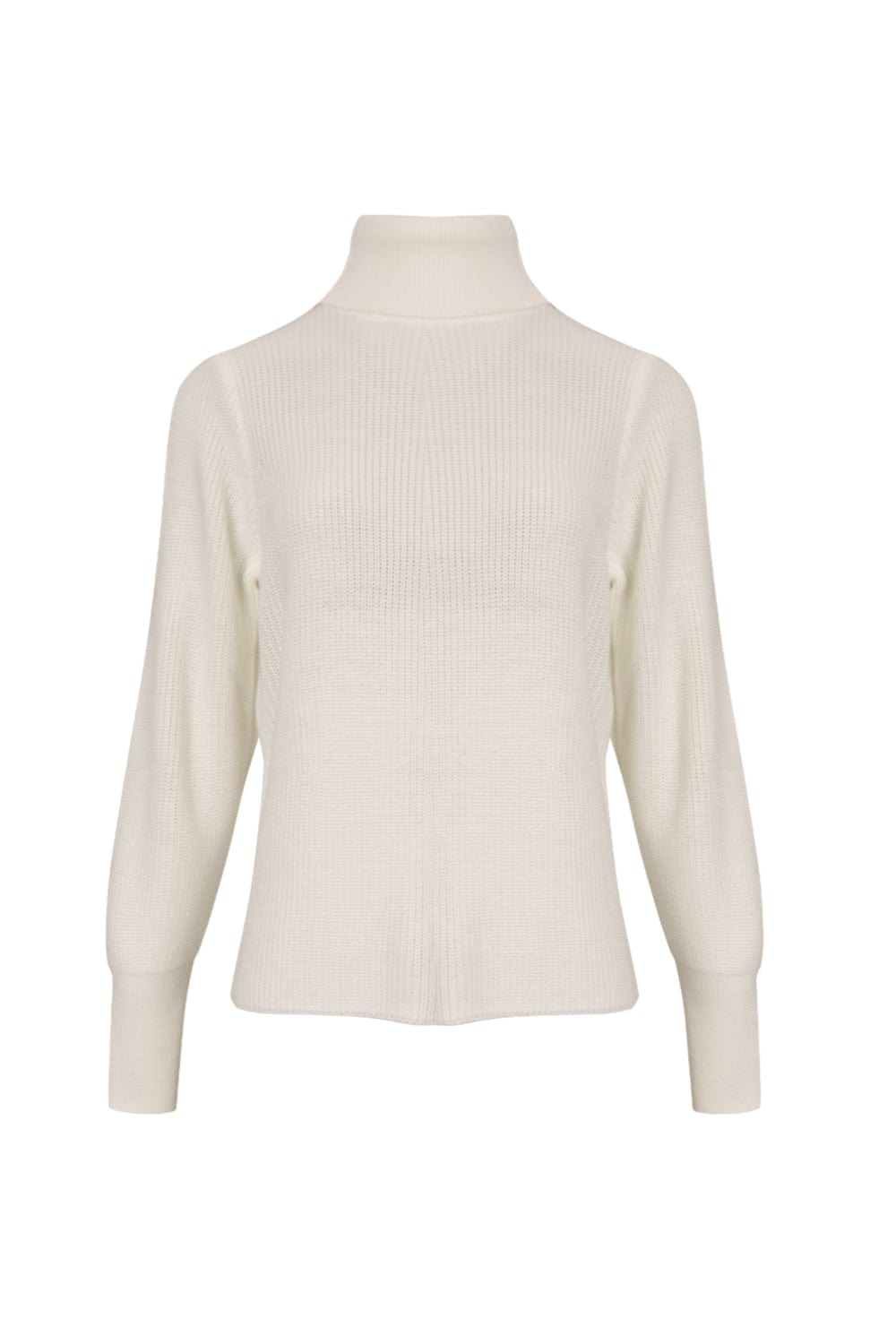 Viviane Furrier -  Blusa Manga Longa Gola Alta Tricot Off White