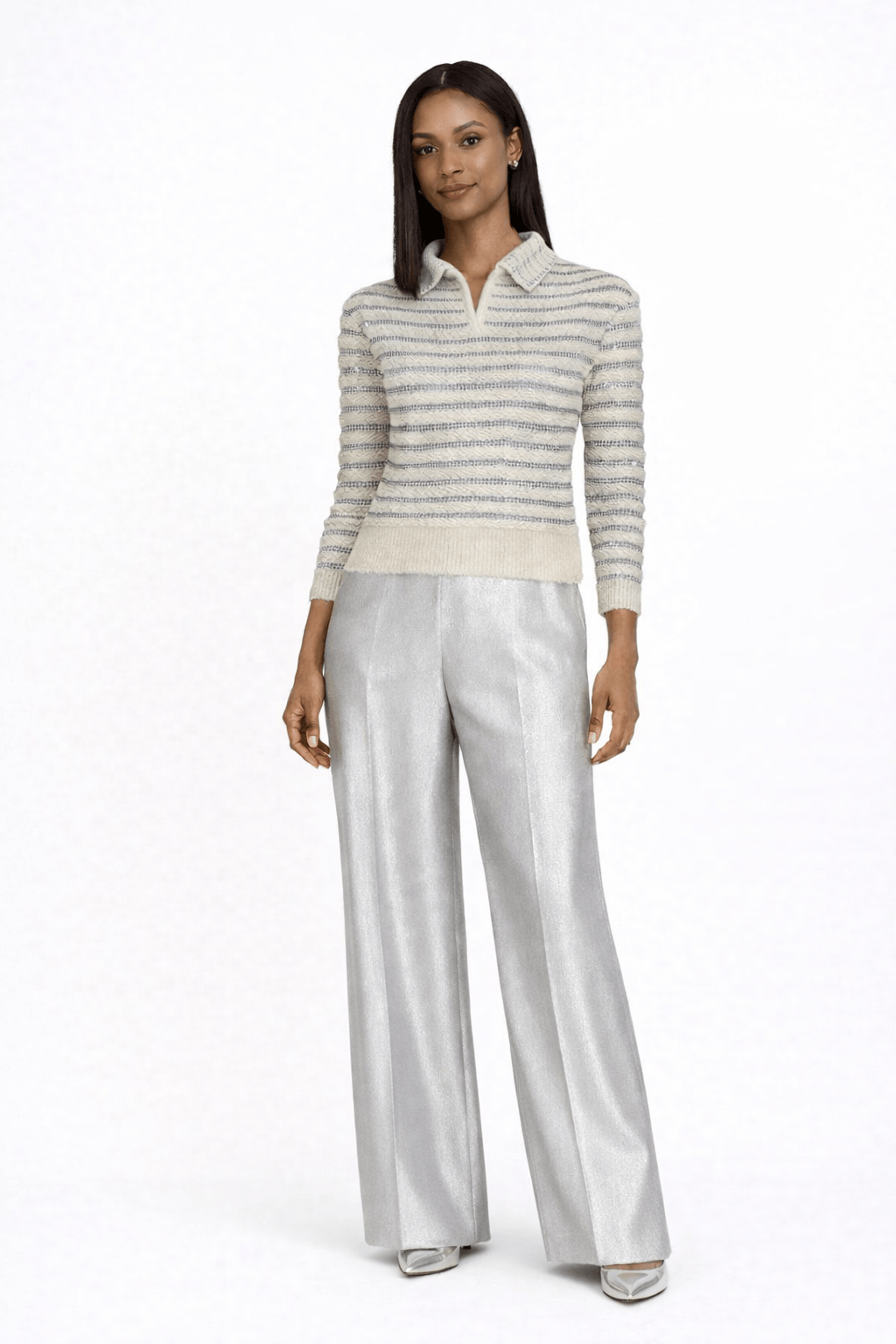 Maria Pavan - Blusa Manga Longa Velour Crochet