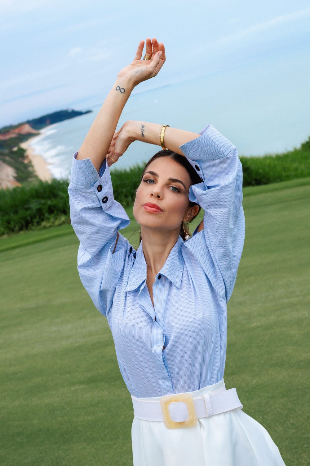 Access - Cinto com Fivela Quadrada Off White