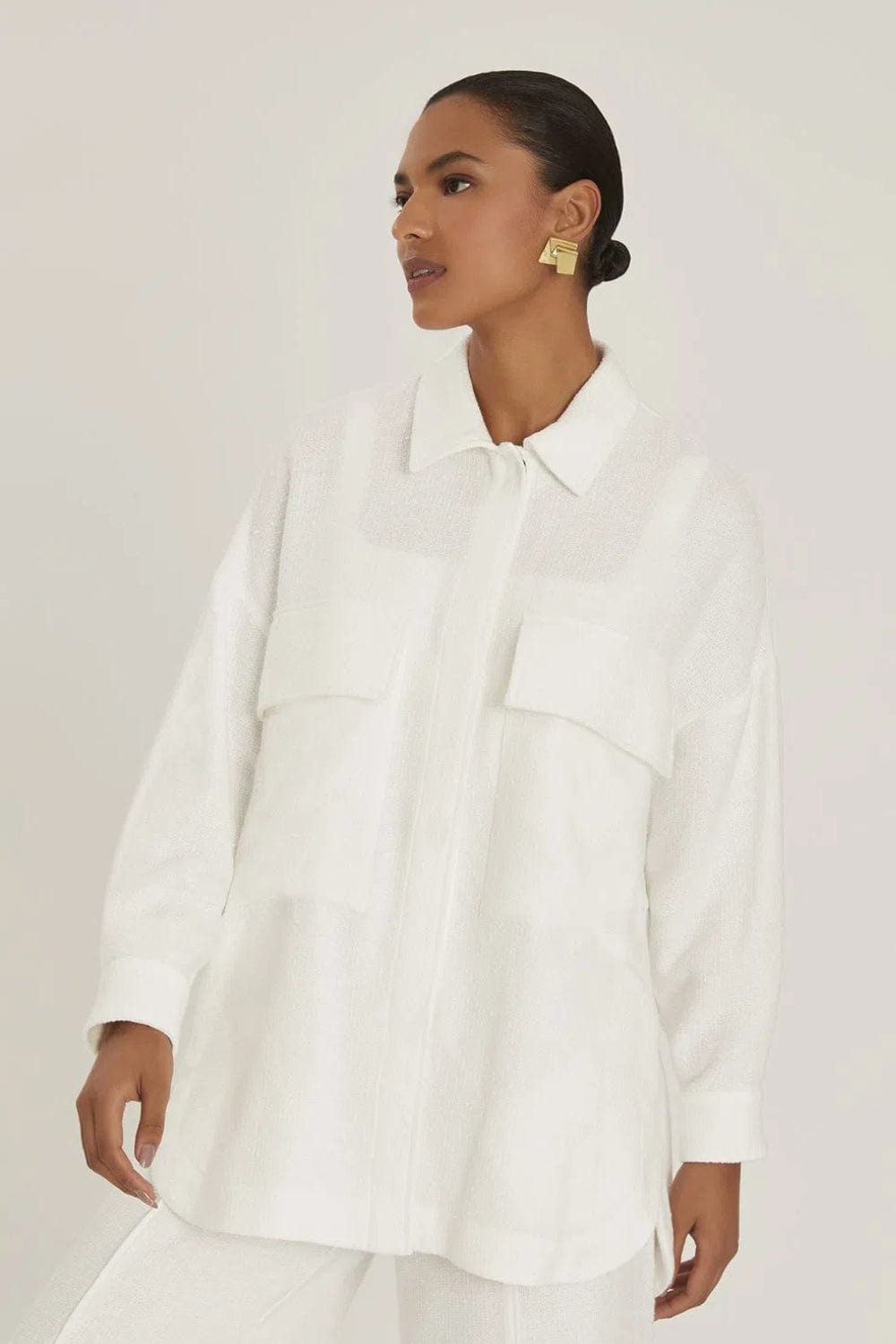 Lenny Niemeyer - Camisa Manga Longa com Bolsos Off White