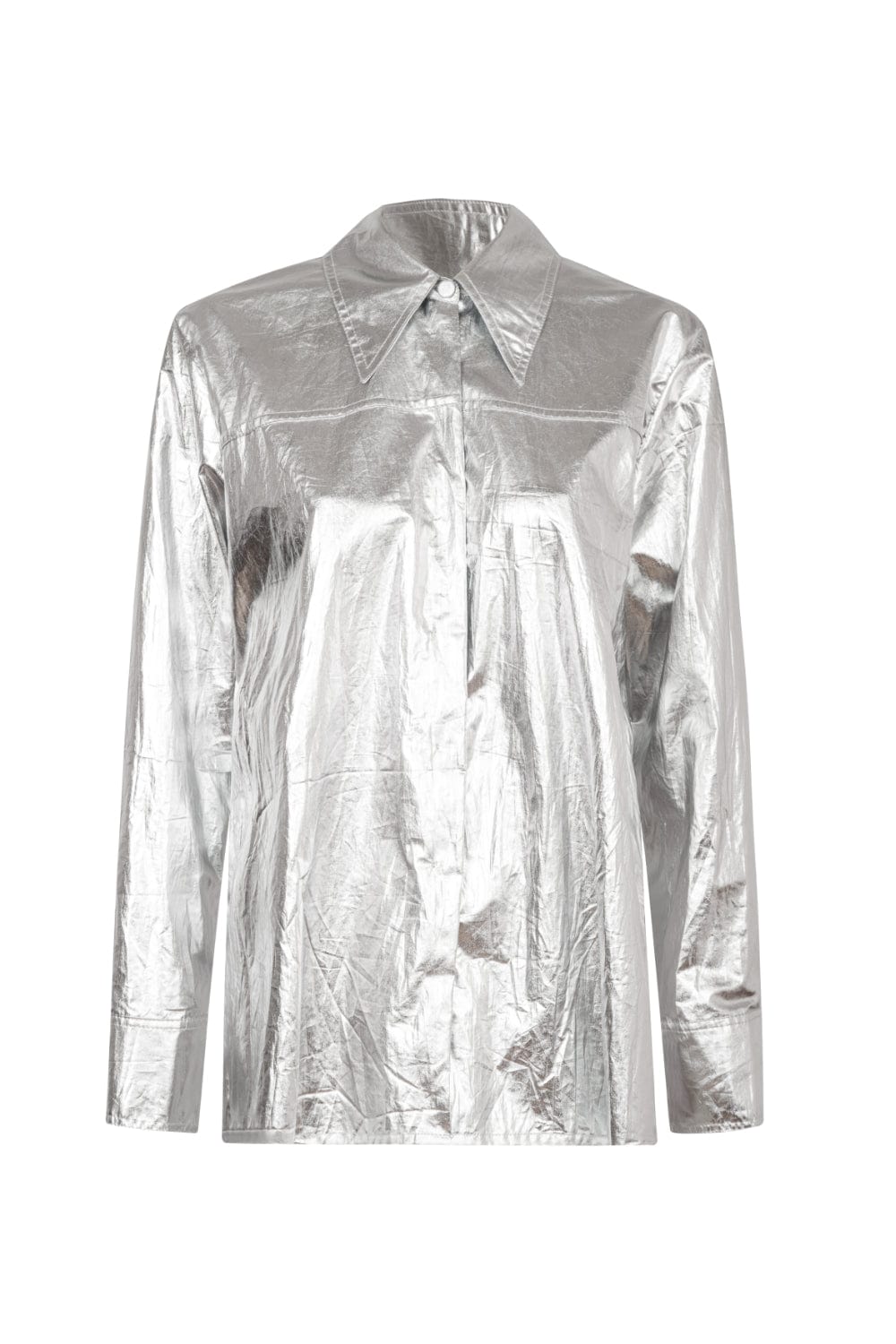 Coven - Camisa Manga Longa de Algodão Metalizado com Gola de Tricot