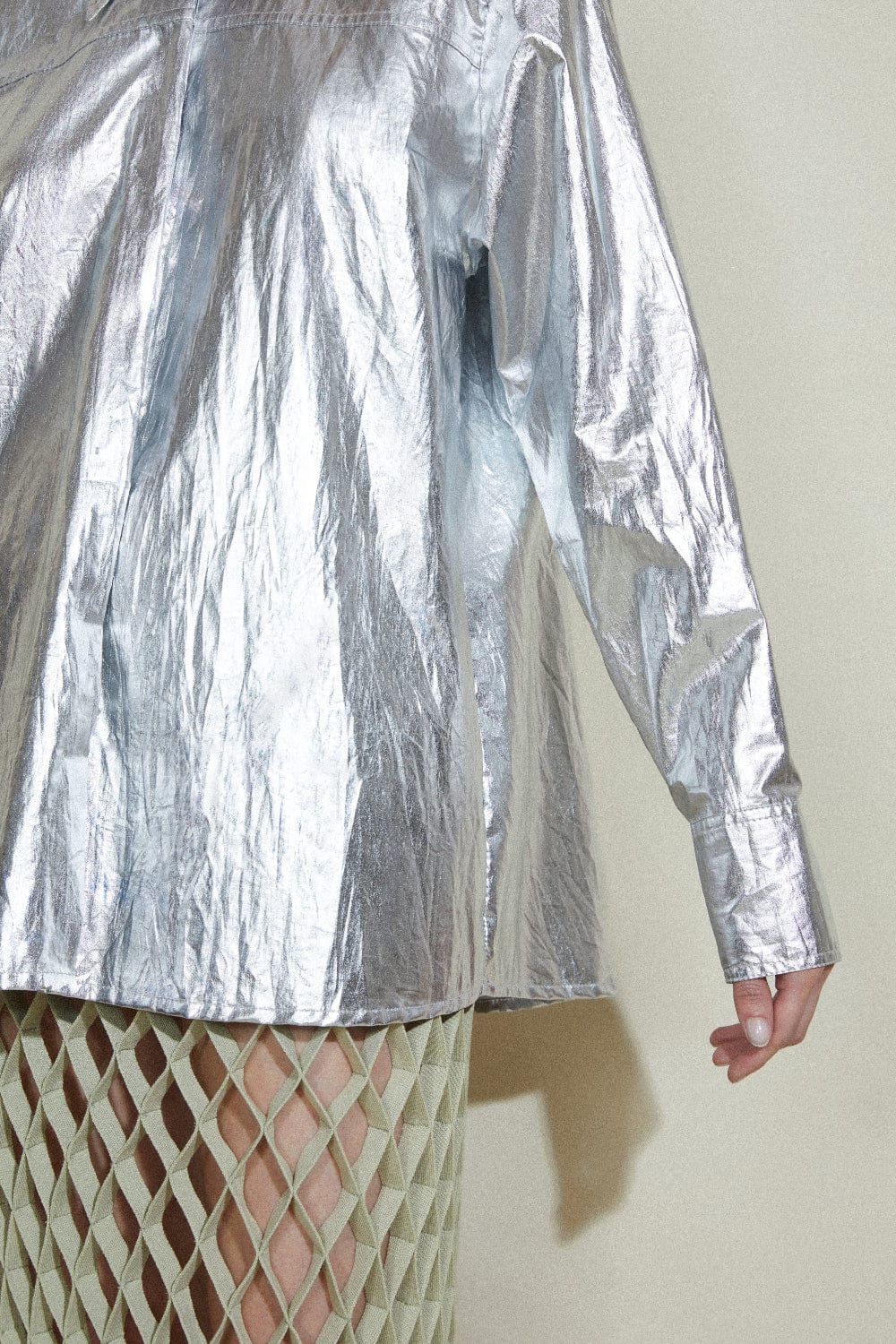 Coven - Camisa Manga Longa de Algodão Metalizado com Gola de Tricot