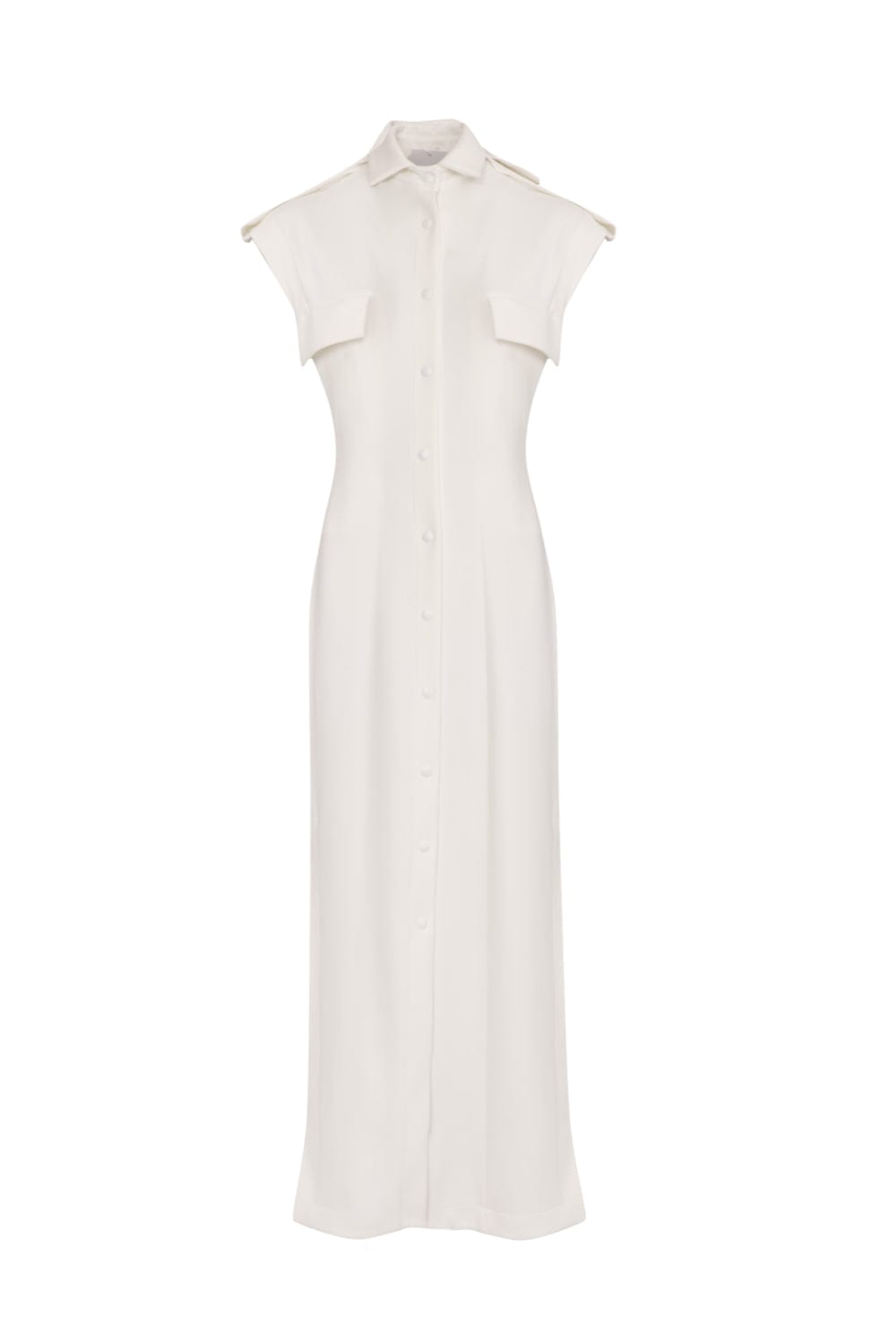 Glória Coelho - Vestido  Chemisier Longo Malha sem Manga Off White