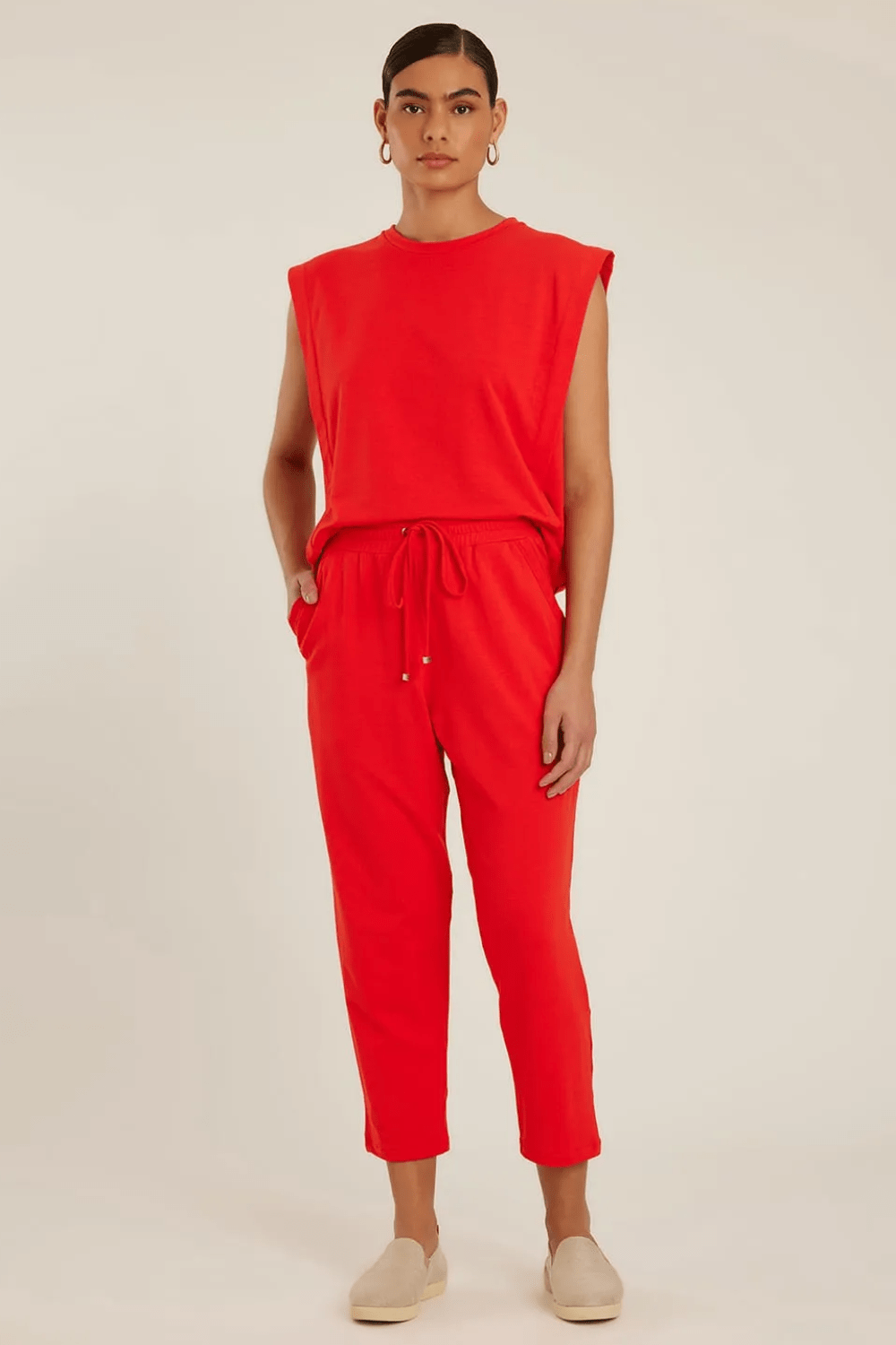 Lenny Niemeyer - Blusa Sem Manga Molentinho Viscolinho Vermelho Caiena