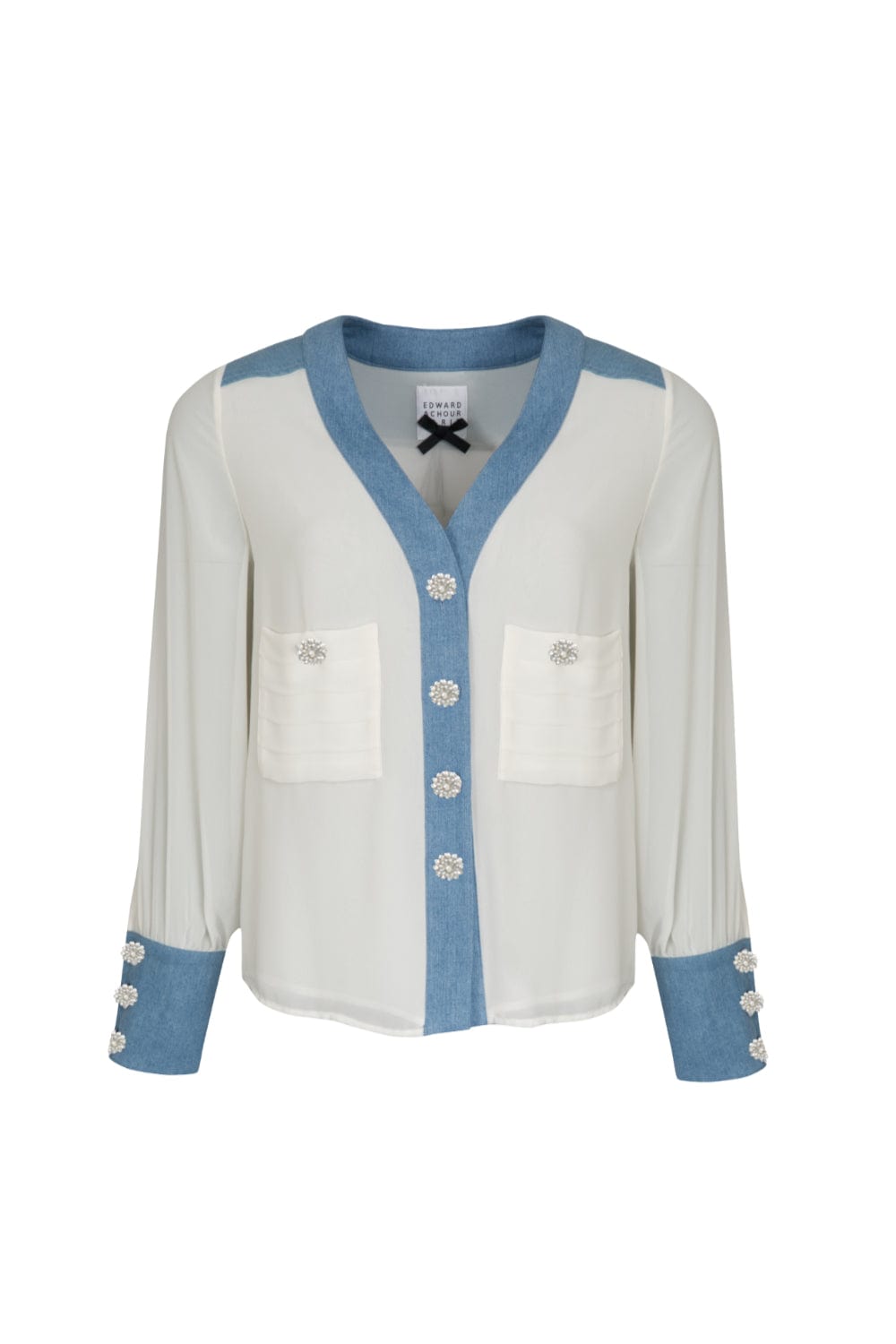 Edward Achour Paris -  Camisa Manga Longa Botões Swarovski