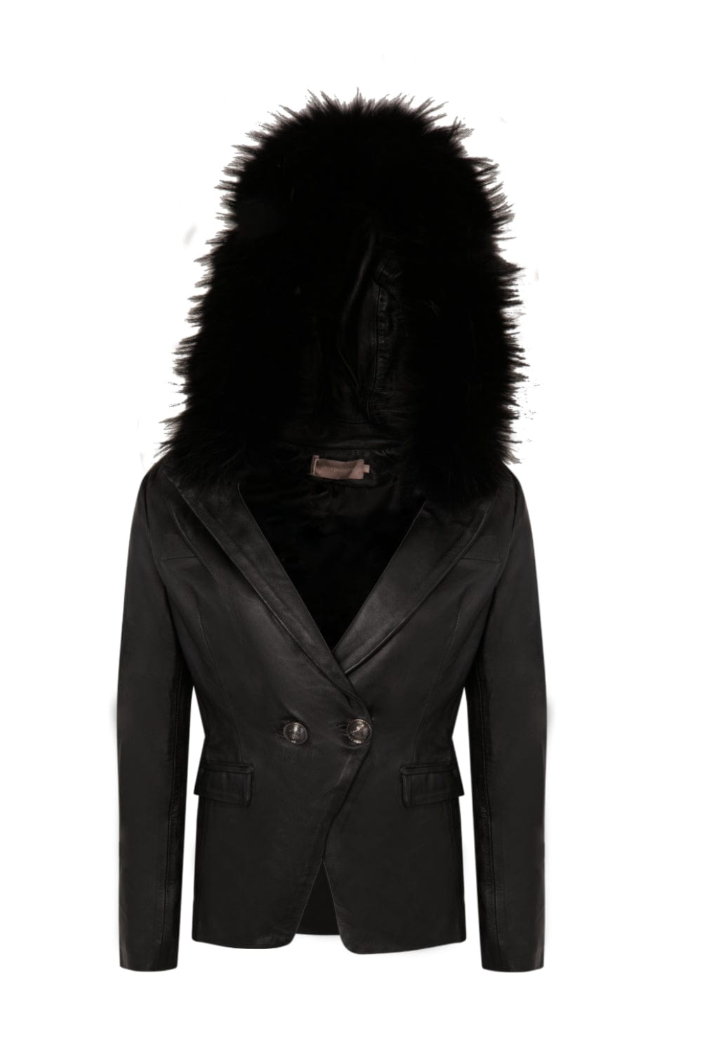 Juliana Sanmartin - Blazer Couro com Capuz Pele Preto