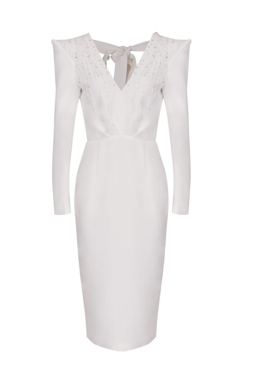 M Marquise - Vestido Midi em Crepe Italiano Juliet  Off White