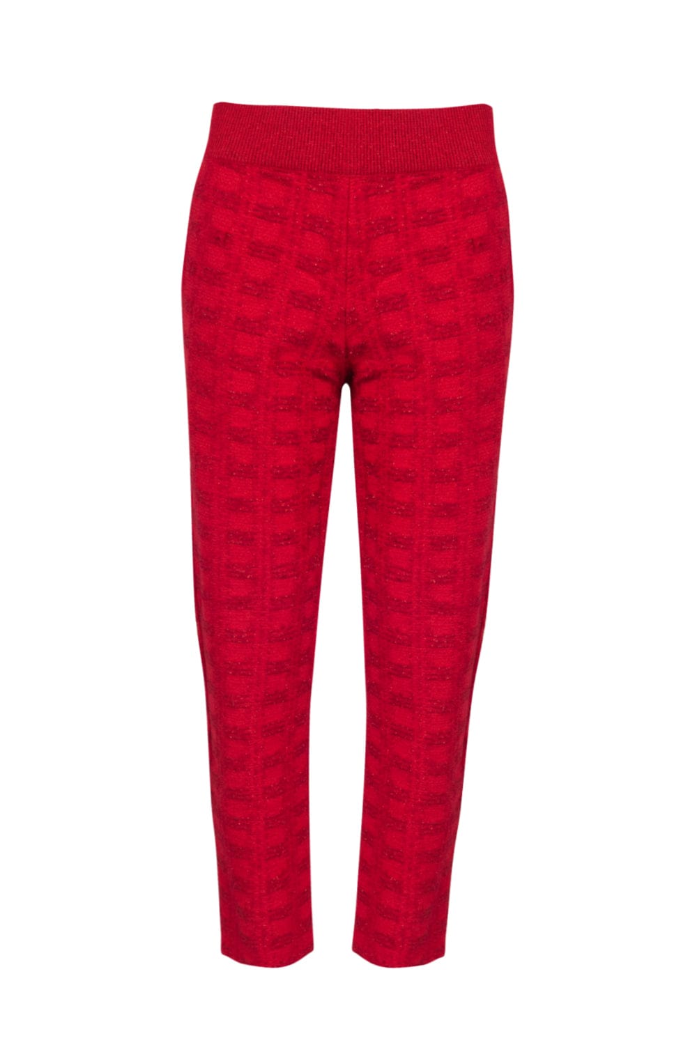 Viviane Furrier - Calça Tricot Bolso Faca Cós Canelado Vermelho