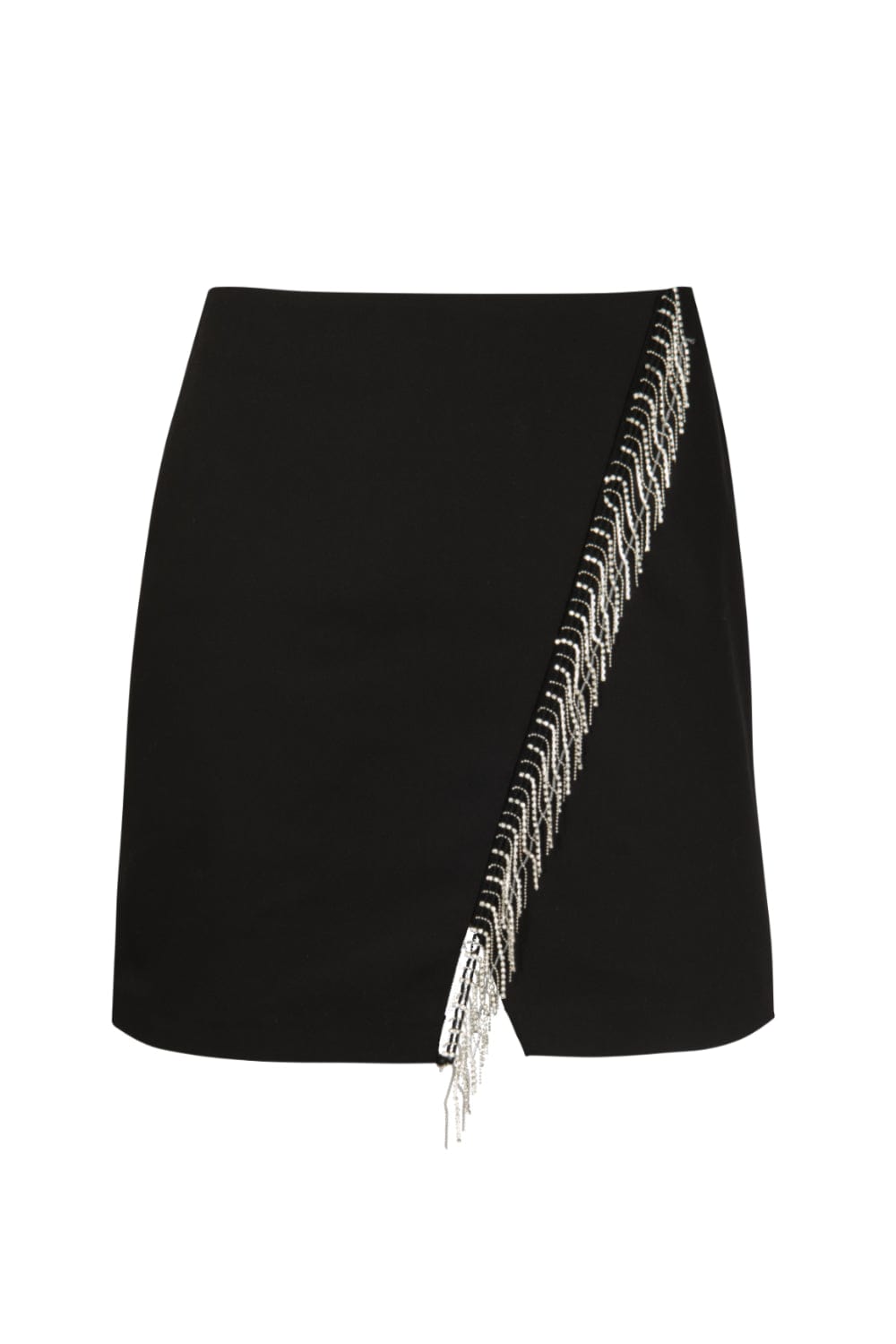Access - Saia Curta Envelope com Franjas de Strass Preto