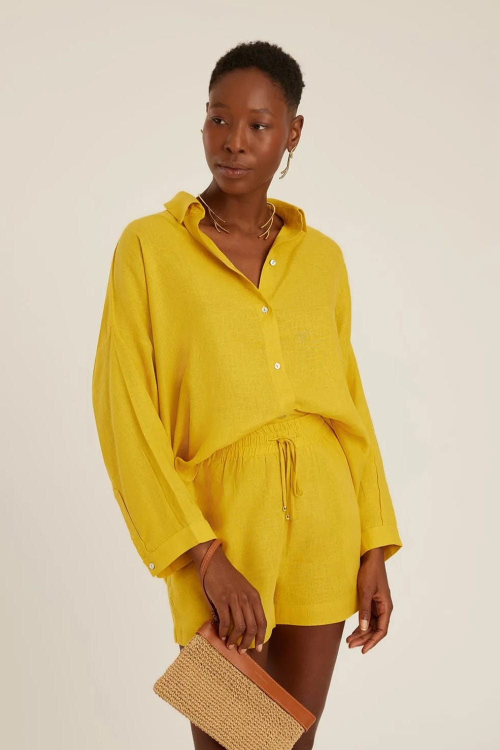 Lenny Niemeyer - Camisa Manga Longa Ampla Cropped Ipe