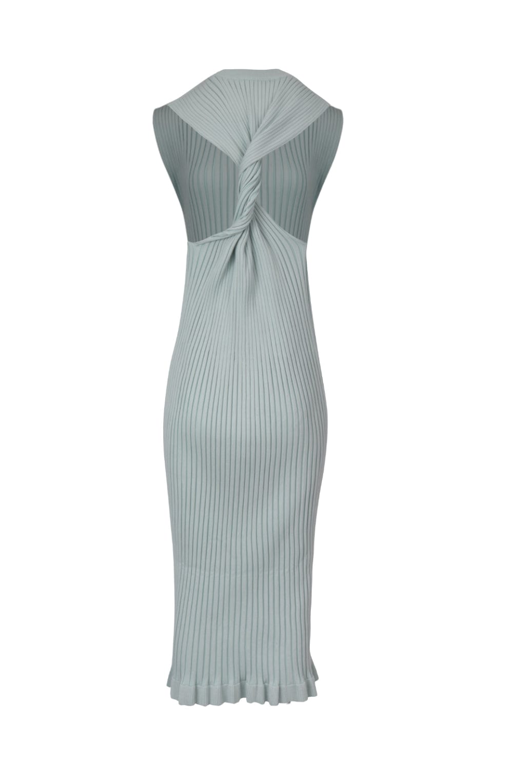 Coven -  Vestido Midi Tricot Canelado Azul Claro