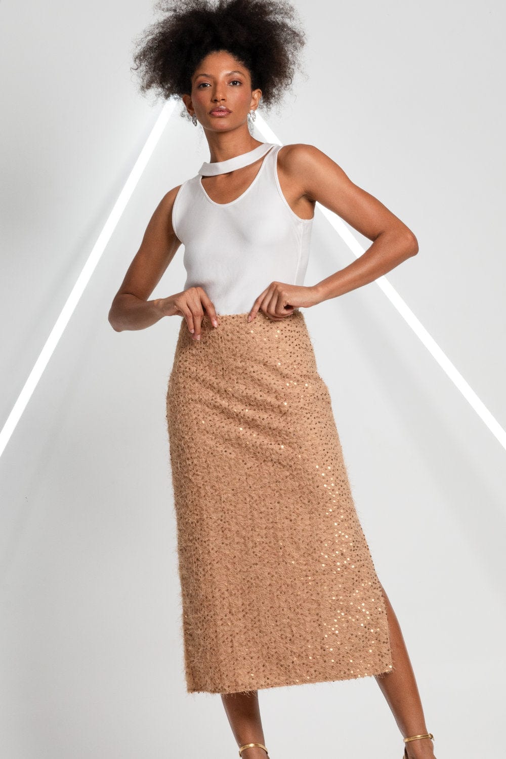 Glória Coelho - Blusa sem Manga Gola Assimétrica I1029 Off White