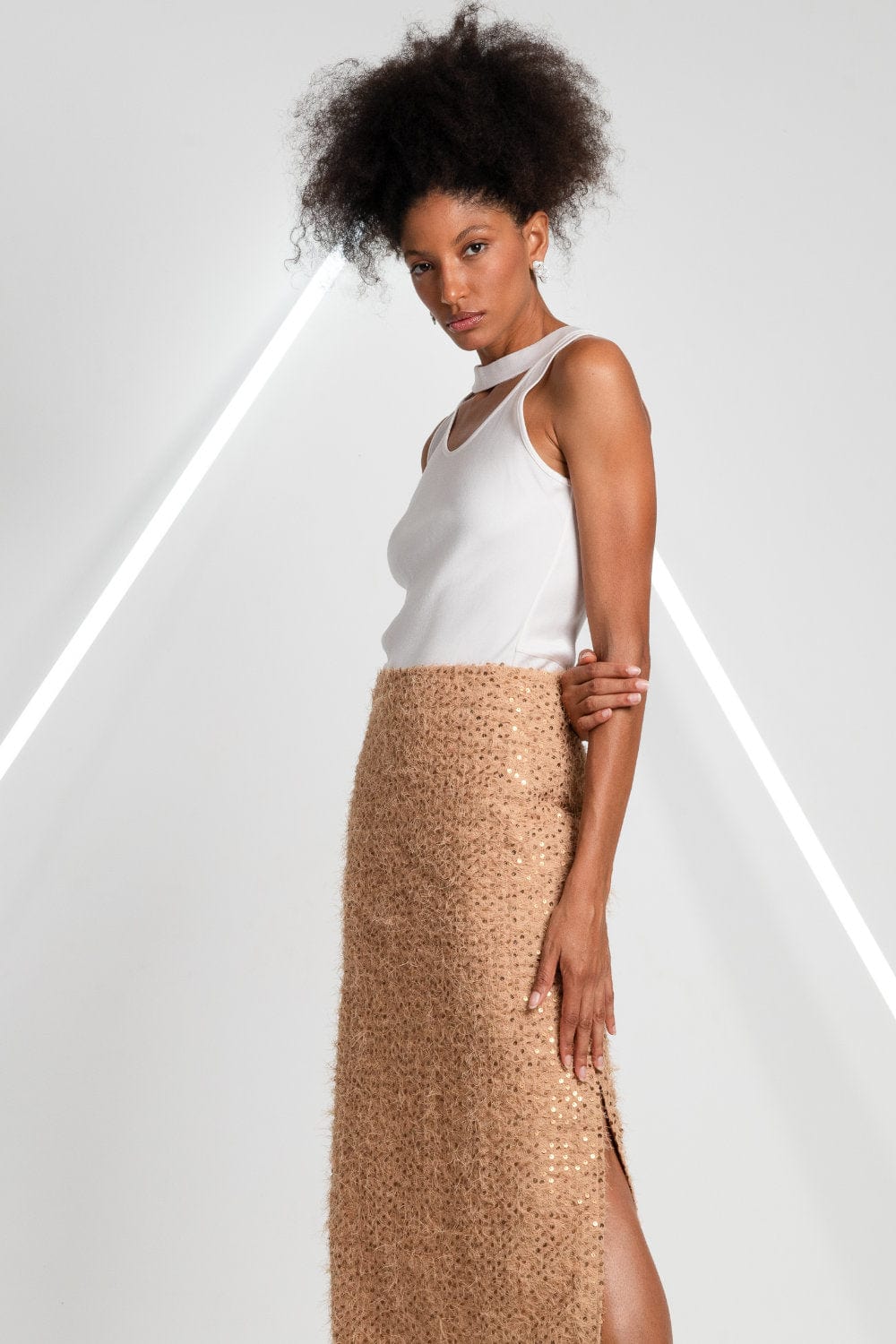 Glória Coelho - Blusa sem Manga Gola Assimétrica I1029 Off White