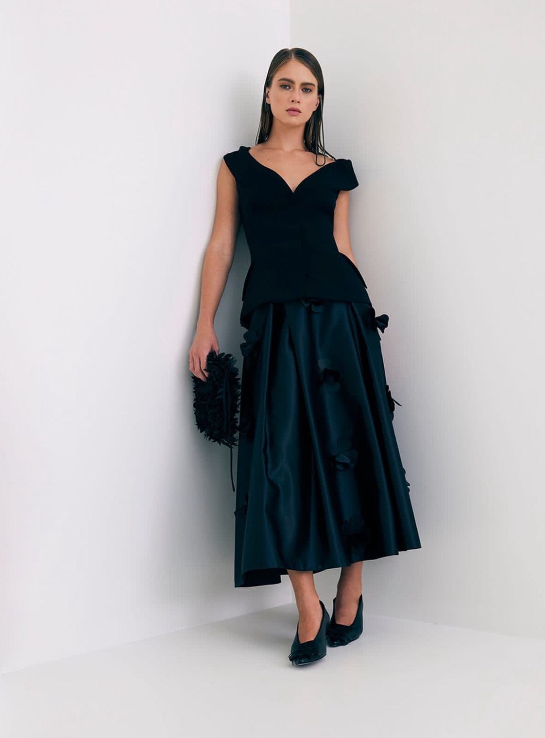 Glória Coelho - Blusa sem Manga Assimétria em Crepe Preto