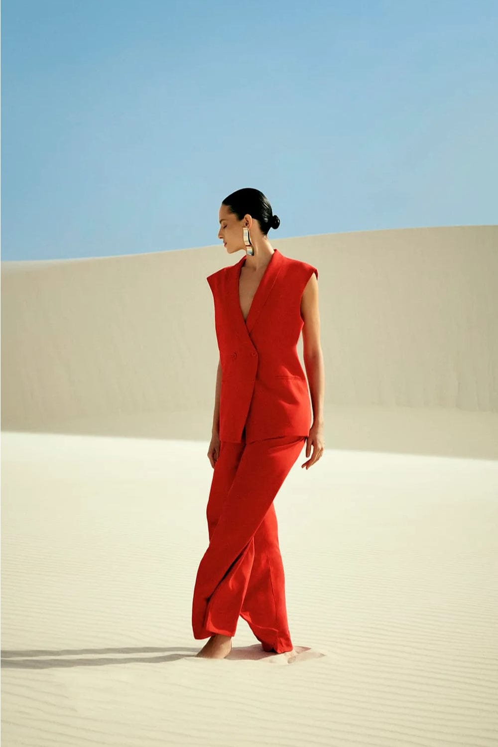 Lenny Niemeyer - Colete Alfaiataria  Viscolinho Jaspe Vermelho