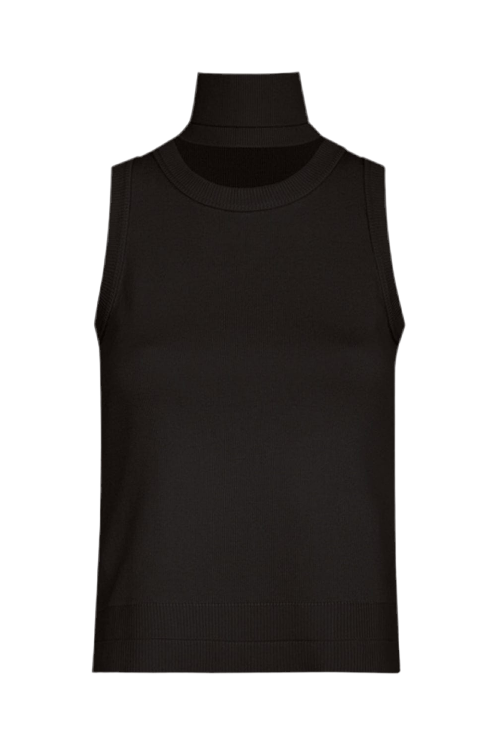 Coven - Blusa sem Manga Tricot Acabamento Canelado Preto